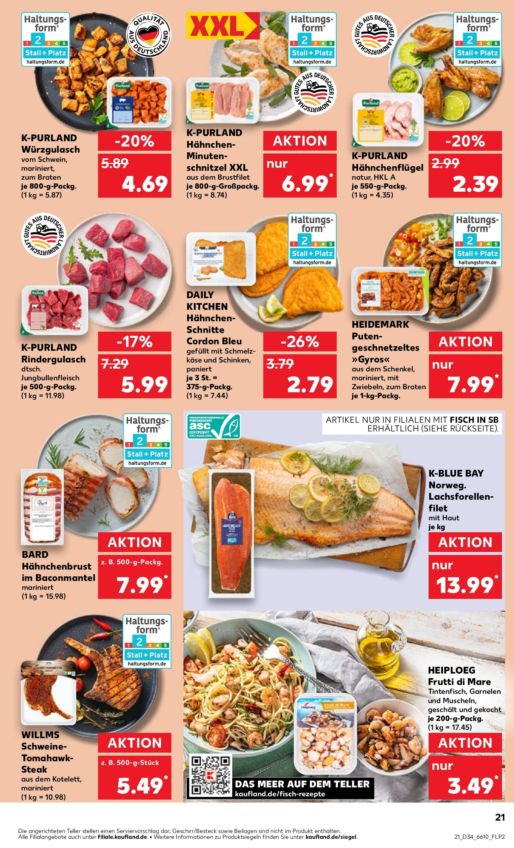 Prospekt Kaufland ab 21.08.2025 » Angebote Online zum Blättern | Seite: 21 | Produkte: Rindergulasch, Garnelen, Gyros, Hahnchenbrust