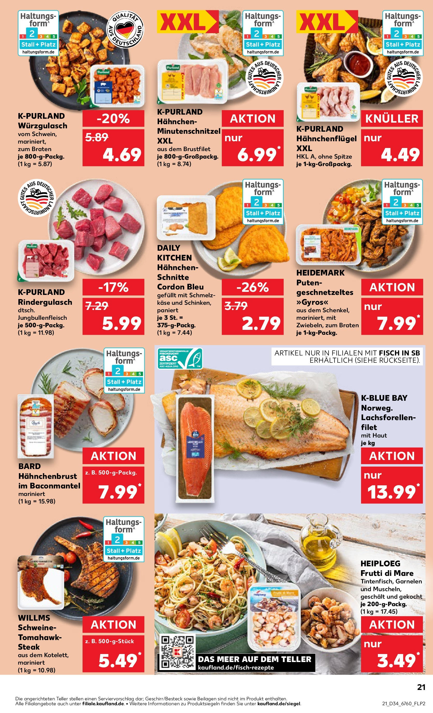 Prospekt Kaufland ab 21.08.2025 » Angebote Online zum Blättern | Seite: 21 | Produkte: Hahnchen, Käse, Fisch, Hahnchenbrust