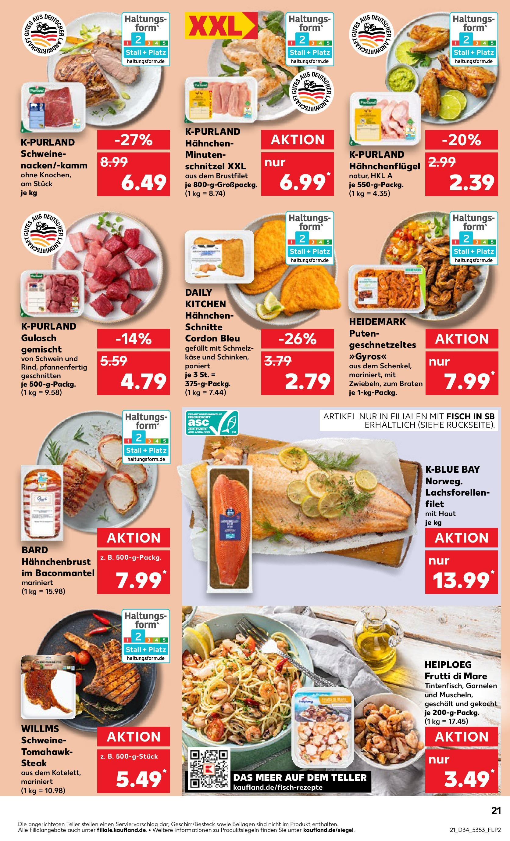 Prospekt Kaufland ab 21.08.2025 » Angebote Online zum Blättern | Seite: 21 | Produkte: Käse, Schnitzel, Fisch, Steak