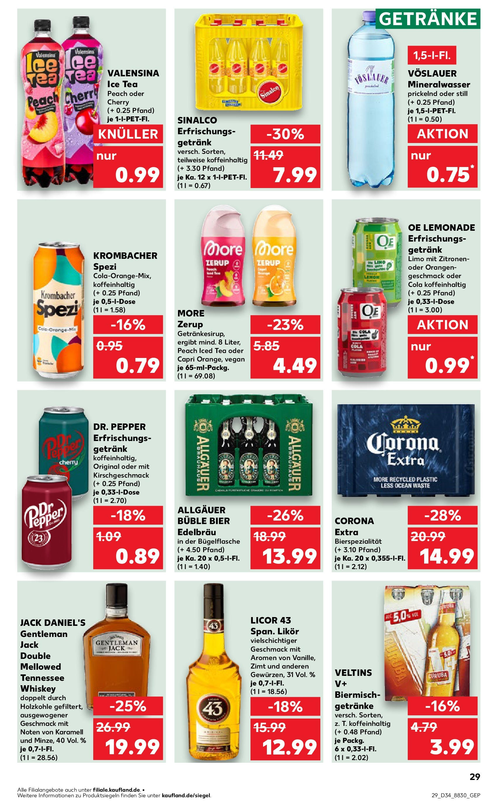 Prospekt Kaufland ab 21.08.2025 » Angebote Online zum Blättern | Seite: 29 | Produkte: Sinalco, Orangen, Jack Daniel's, Zitronen
