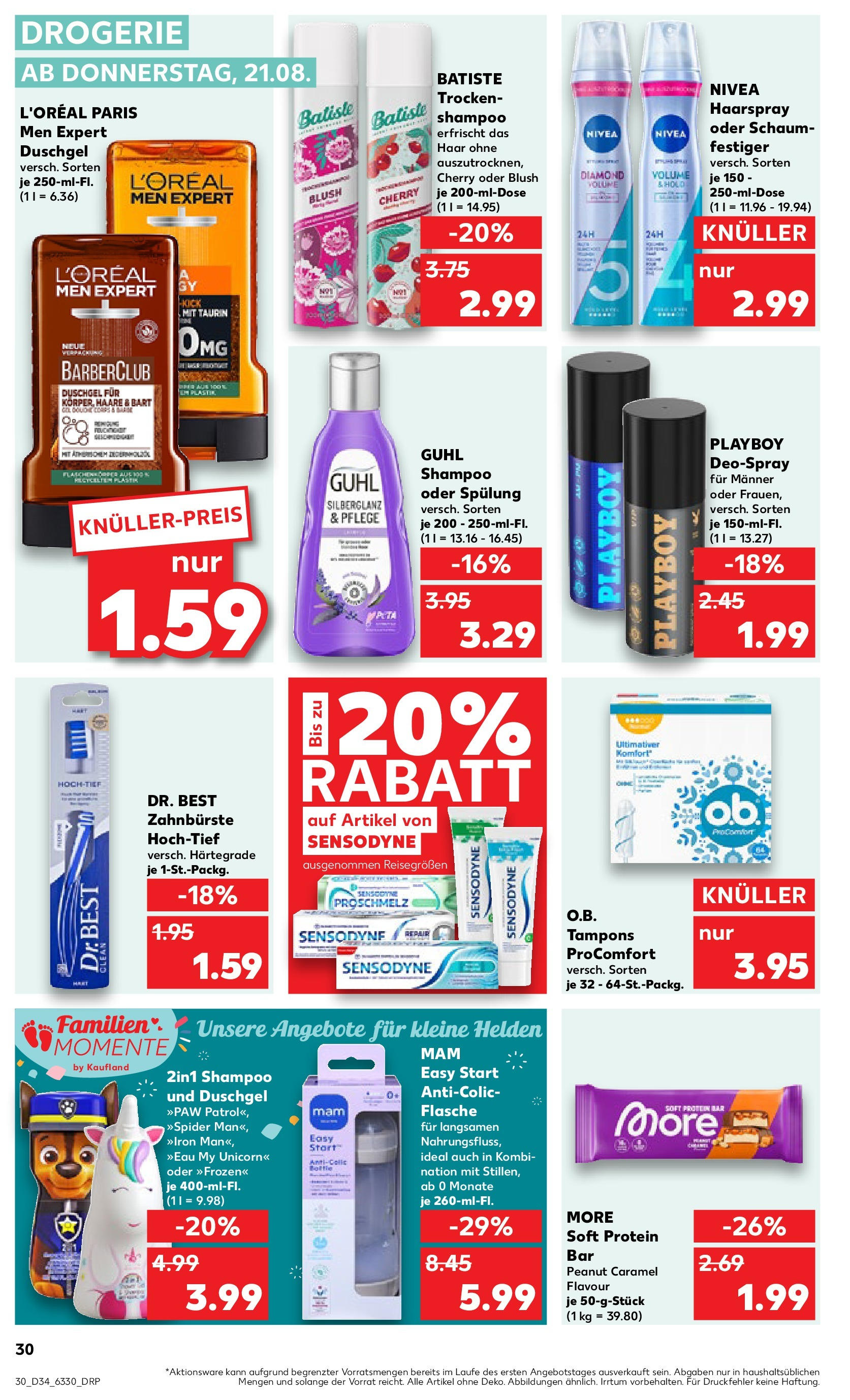 Prospekt Kaufland ab 21.08.2025 » Angebote Online zum Blättern | Seite: 30 | Produkte: Shampoo, Spülung, Deospray, Blush