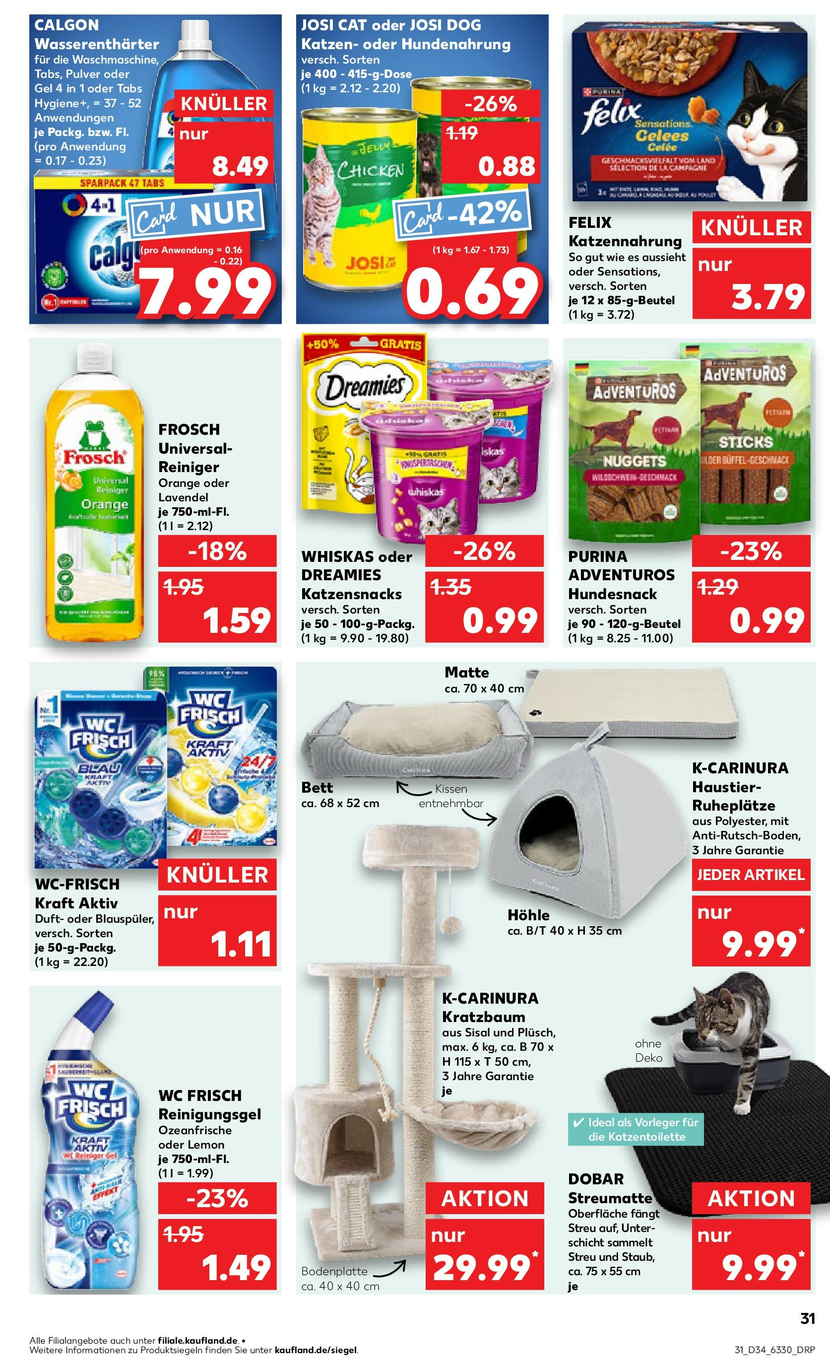 Prospekt Kaufland ab 21.08.2025 » Angebote Online zum Blättern | Seite: 31 | Produkte: Bett, Duft, Wc frisch, Whiskas