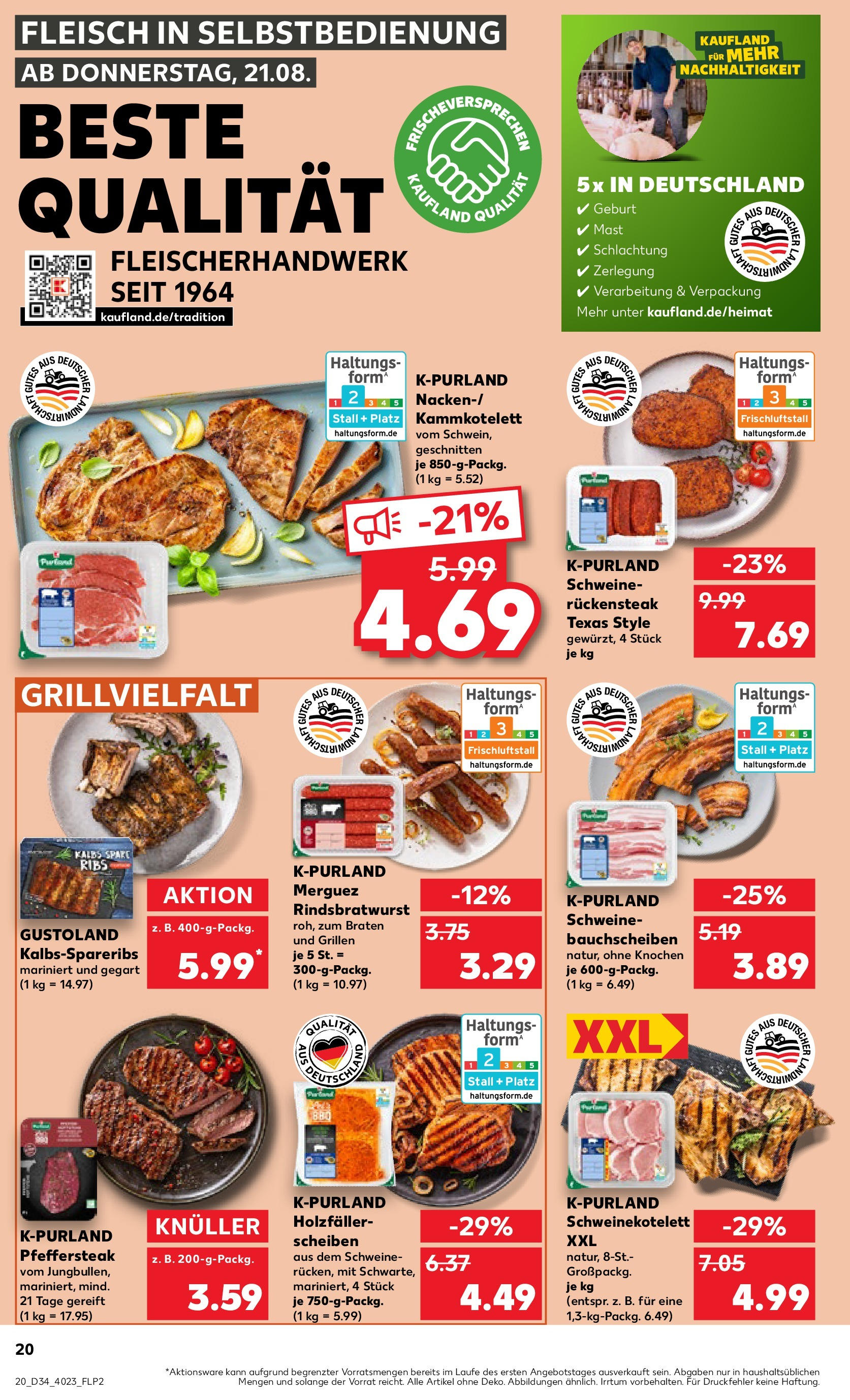 Prospekt Kaufland ab 21.08.2025 » Angebote Online zum Blättern | Seite: 20 | Produkte: Spare ribs, Steak, Fleisch