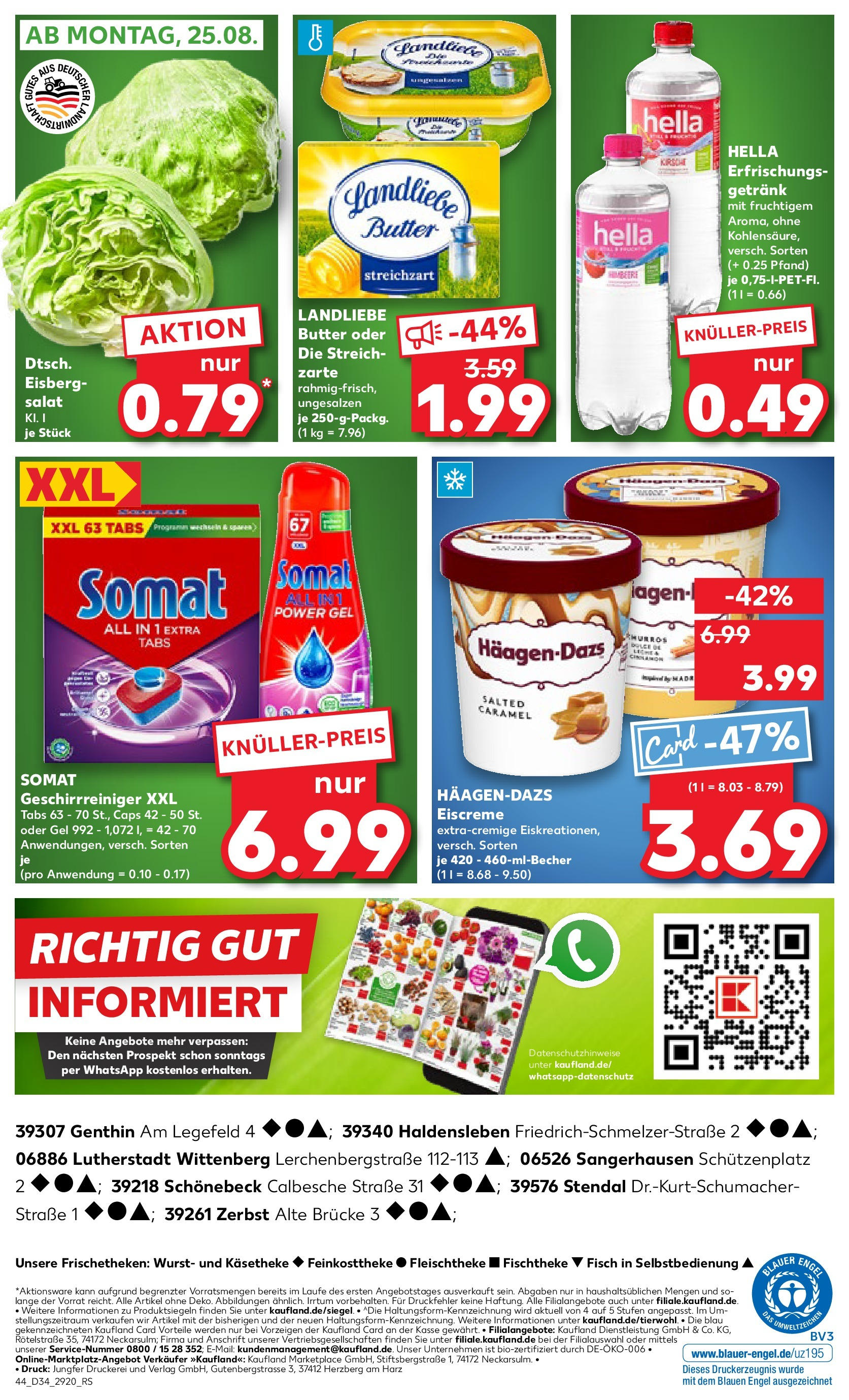 Prospekt Kaufland ab 21.08.2025 » Angebote Online zum Blättern | Seite: 44 | Produkte: Butter, Landliebe butter, Eiscreme, Fisch