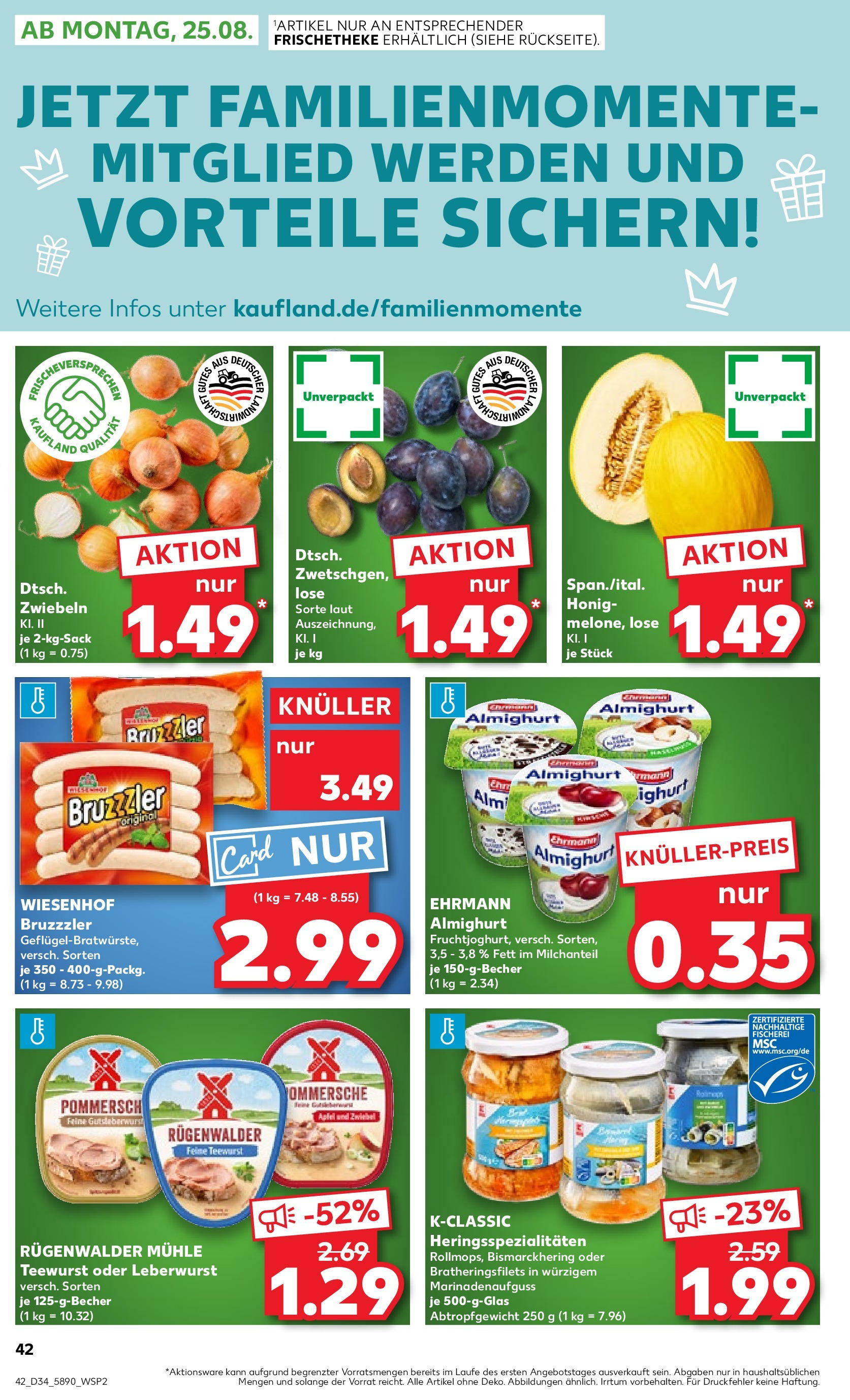 Prospekt Kaufland ab 21.08.2025 » Angebote Online zum Blättern | Seite: 46 | Produkte: Mühle, Ehrmann almighurt, Zwiebeln