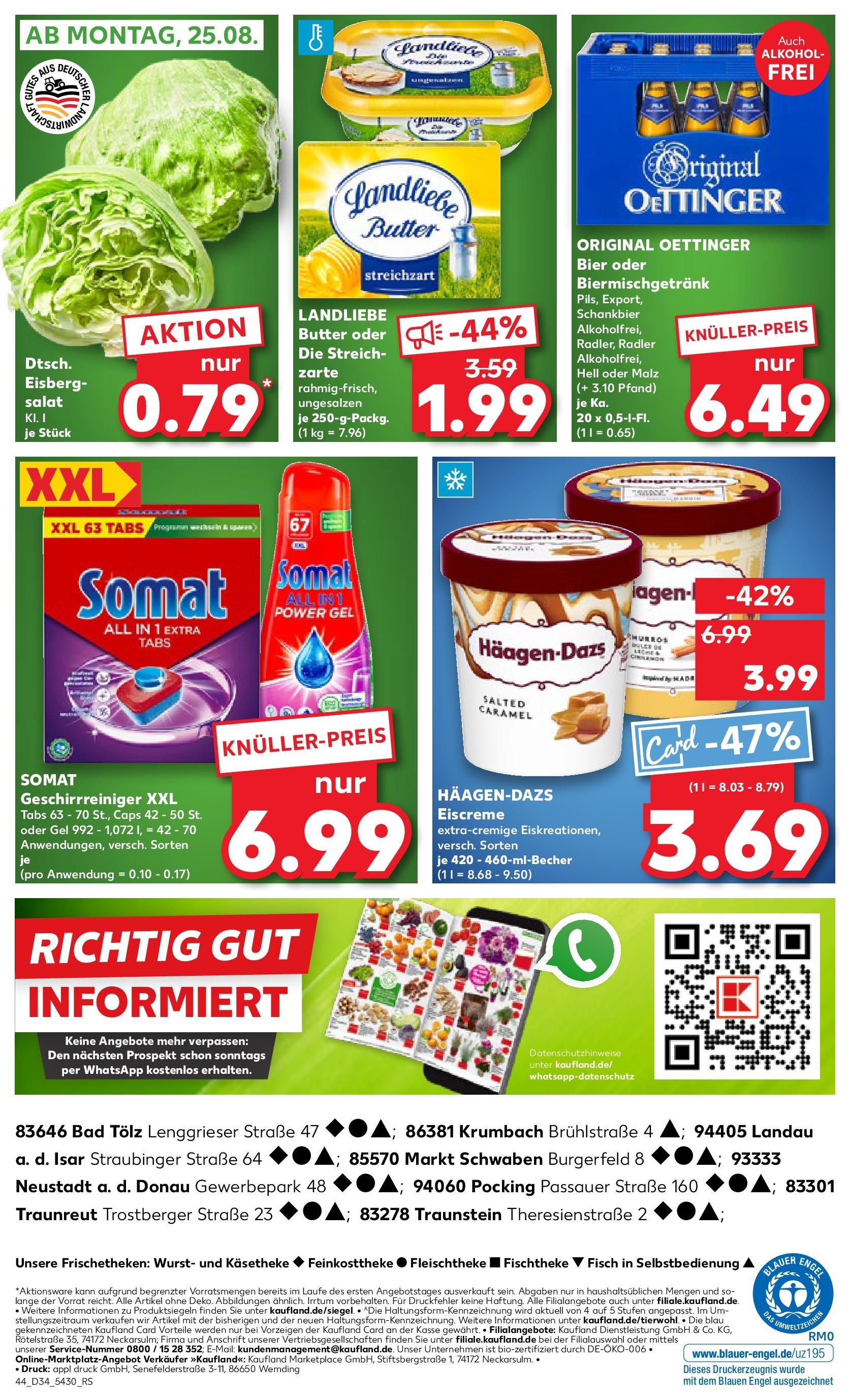 Prospekt Kaufland ab 21.08.2025 » Angebote Online zum Blättern | Seite: 44 | Produkte: Butter, Landliebe butter, Eiscreme, Fisch