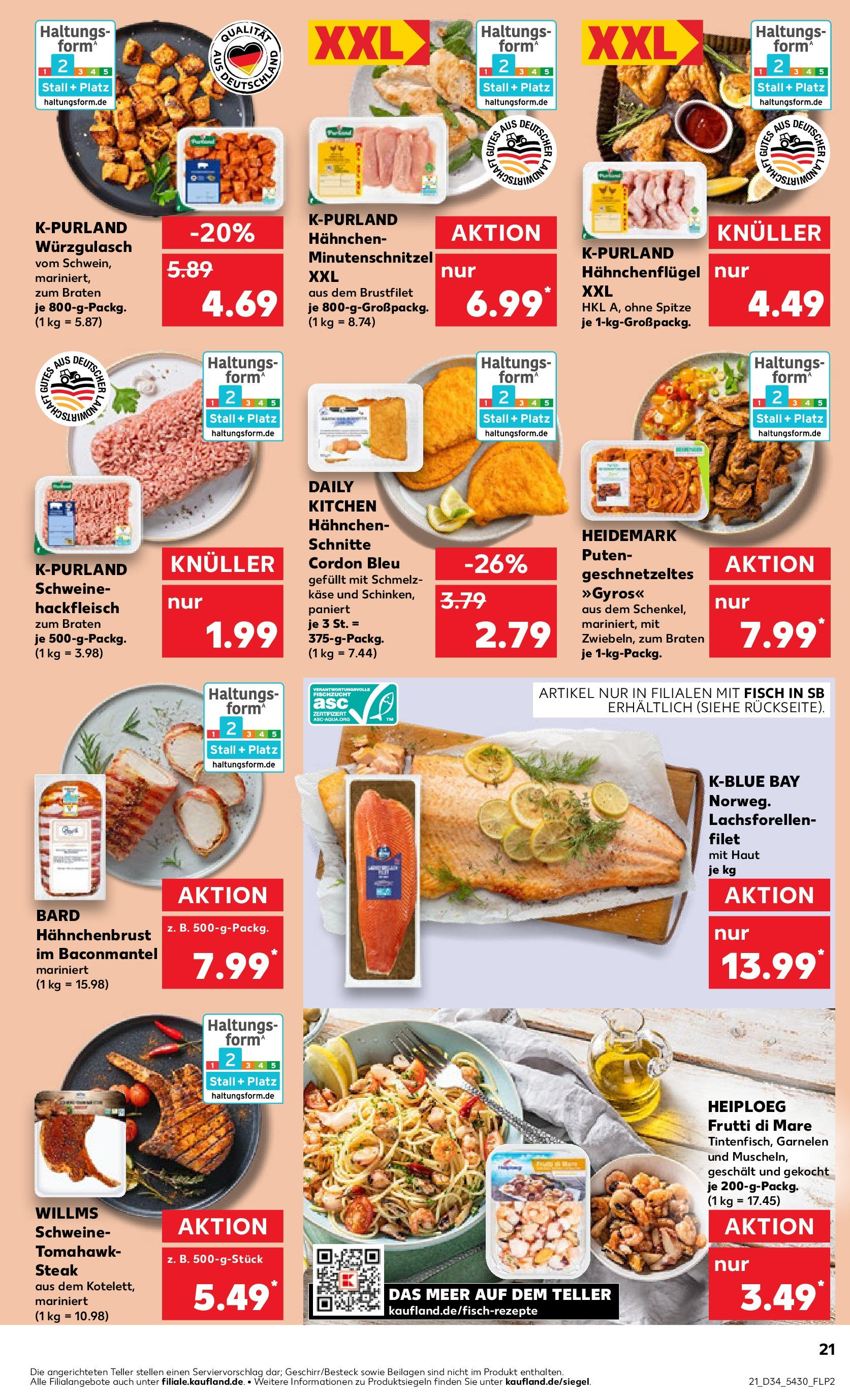 Prospekt Kaufland ab 21.08.2025 » Angebote Online zum Blättern | Seite: 21 | Produkte: Hahnchen, Fisch, Steak, Hackfleisch
