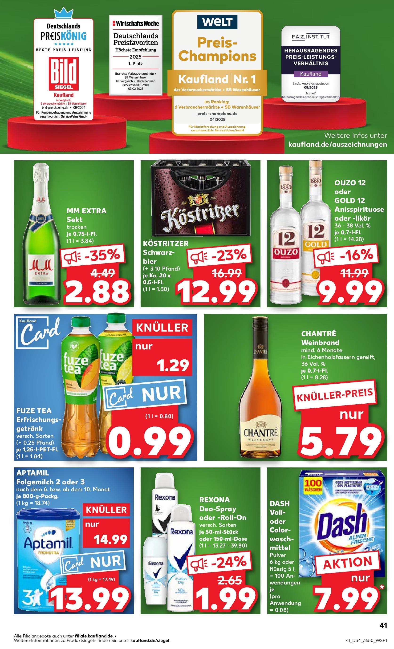 Prospekt Kaufland ab 21.08.2025 » Angebote Online zum Blättern | Seite: 41 | Produkte: Ouzo, Bier, Sekt, Likör
