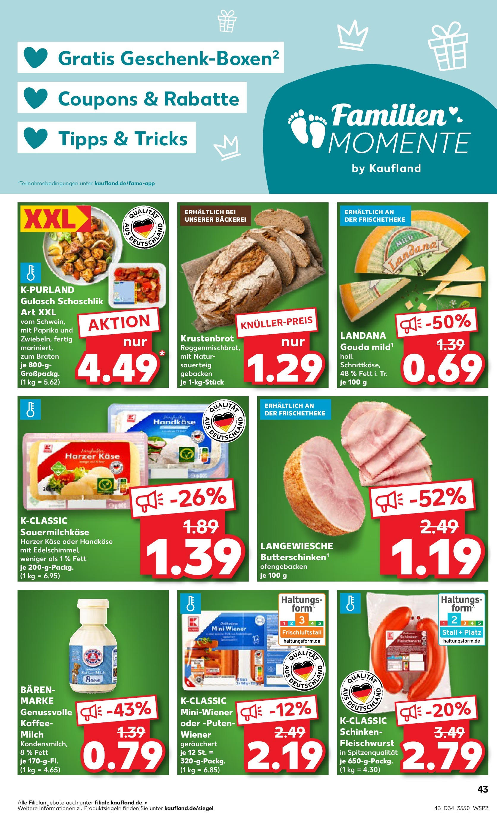 Prospekt Kaufland ab 21.08.2025 » Angebote Online zum Blättern | Seite: 43 | Produkte: Milch, Paprika, Gulasch, Schinken