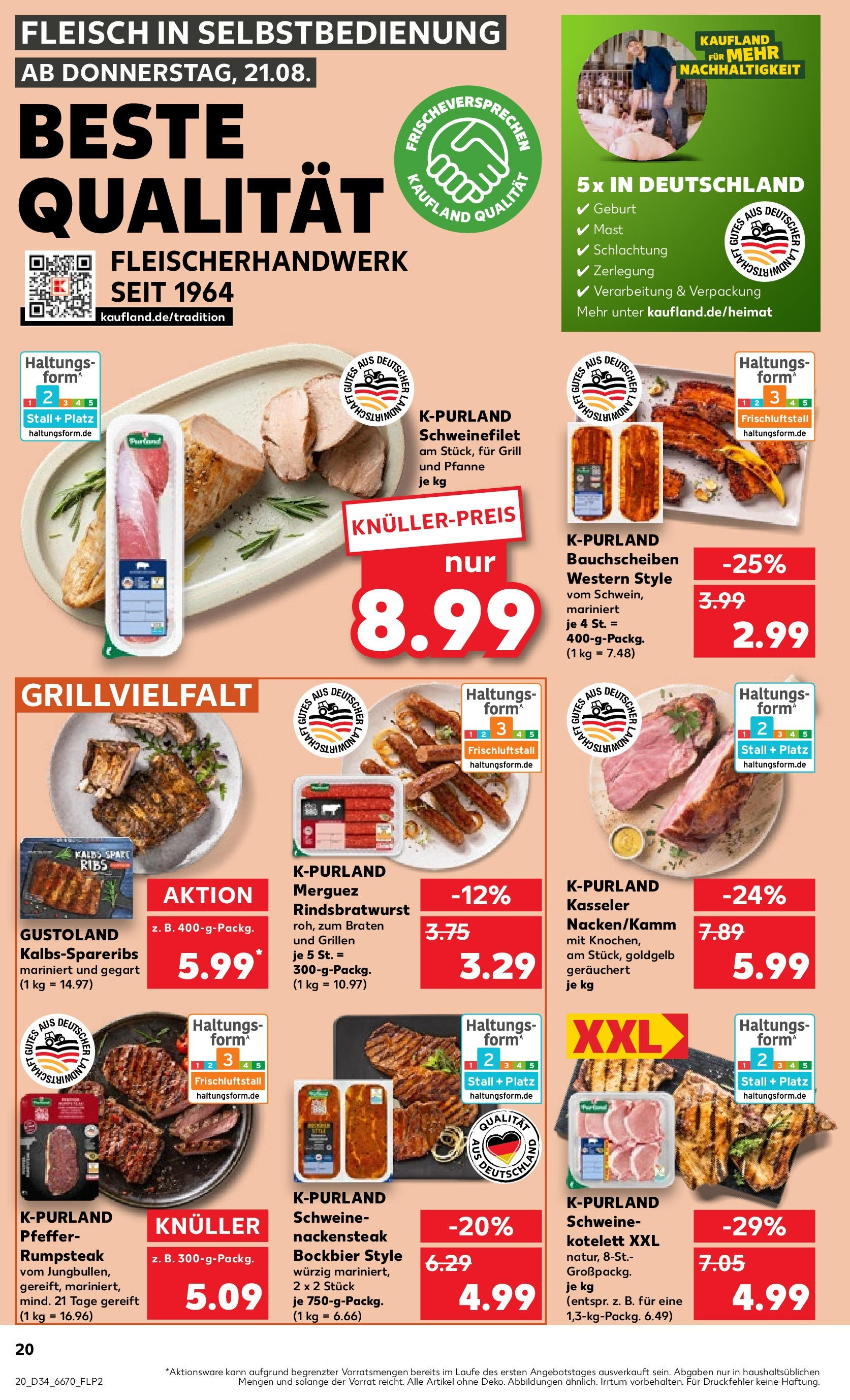 Prospekt Kaufland ab 21.08.2025 » Angebote Online zum Blättern | Seite: 24 | Produkte: Rumpsteak, Spare ribs, Schweinefilet, Fleisch