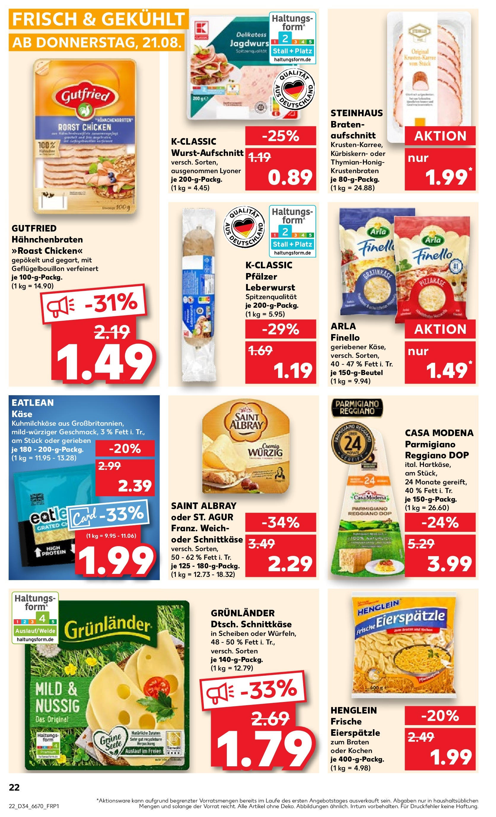 Prospekt Kaufland ab 21.08.2025 » Angebote Online zum Blättern | Seite: 26 | Produkte: Käse, Krustenbraten, Grunlander, Pasta
