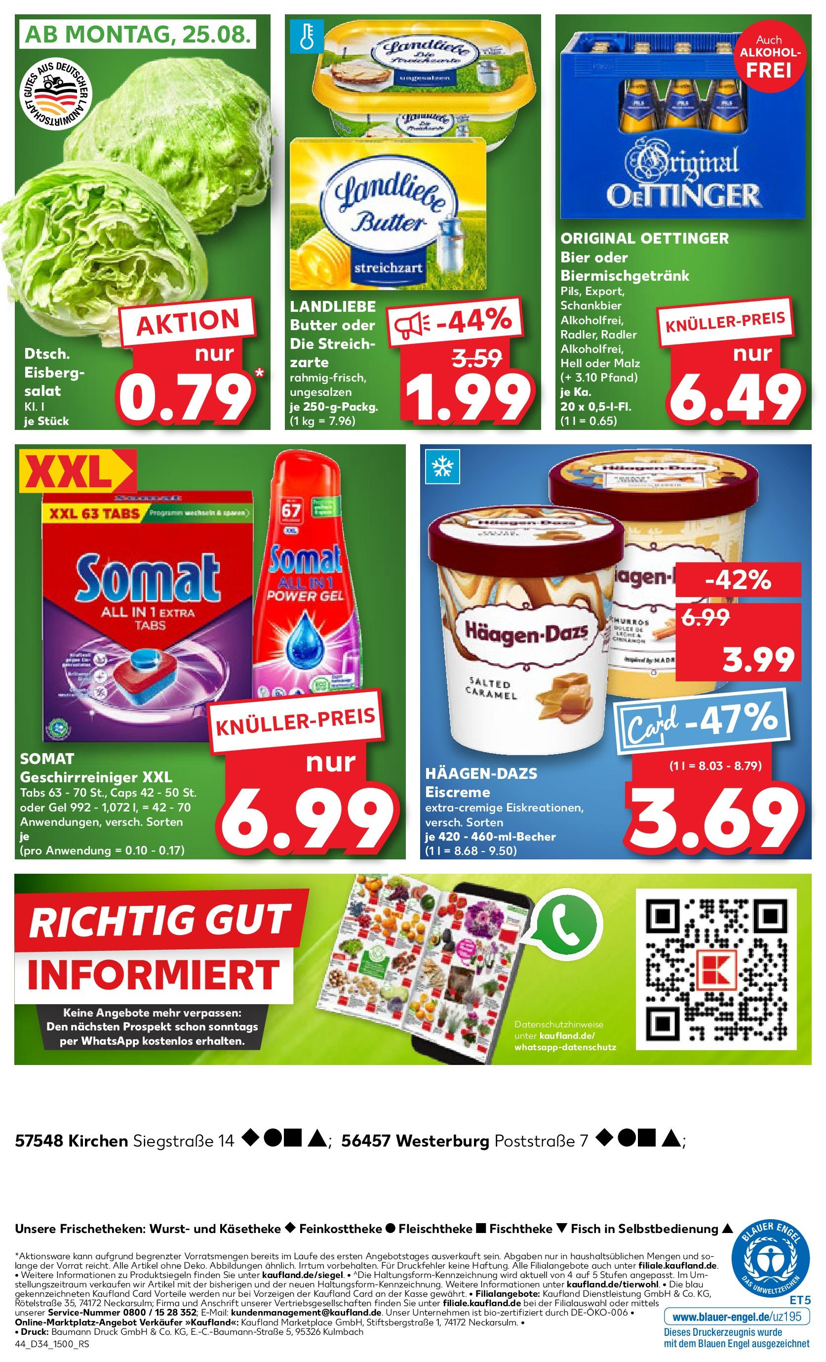 Prospekt Kaufland ab 21.08.2025 » Angebote Online zum Blättern | Seite: 44 | Produkte: Oettinger, Eiscreme, Fisch, Salat
