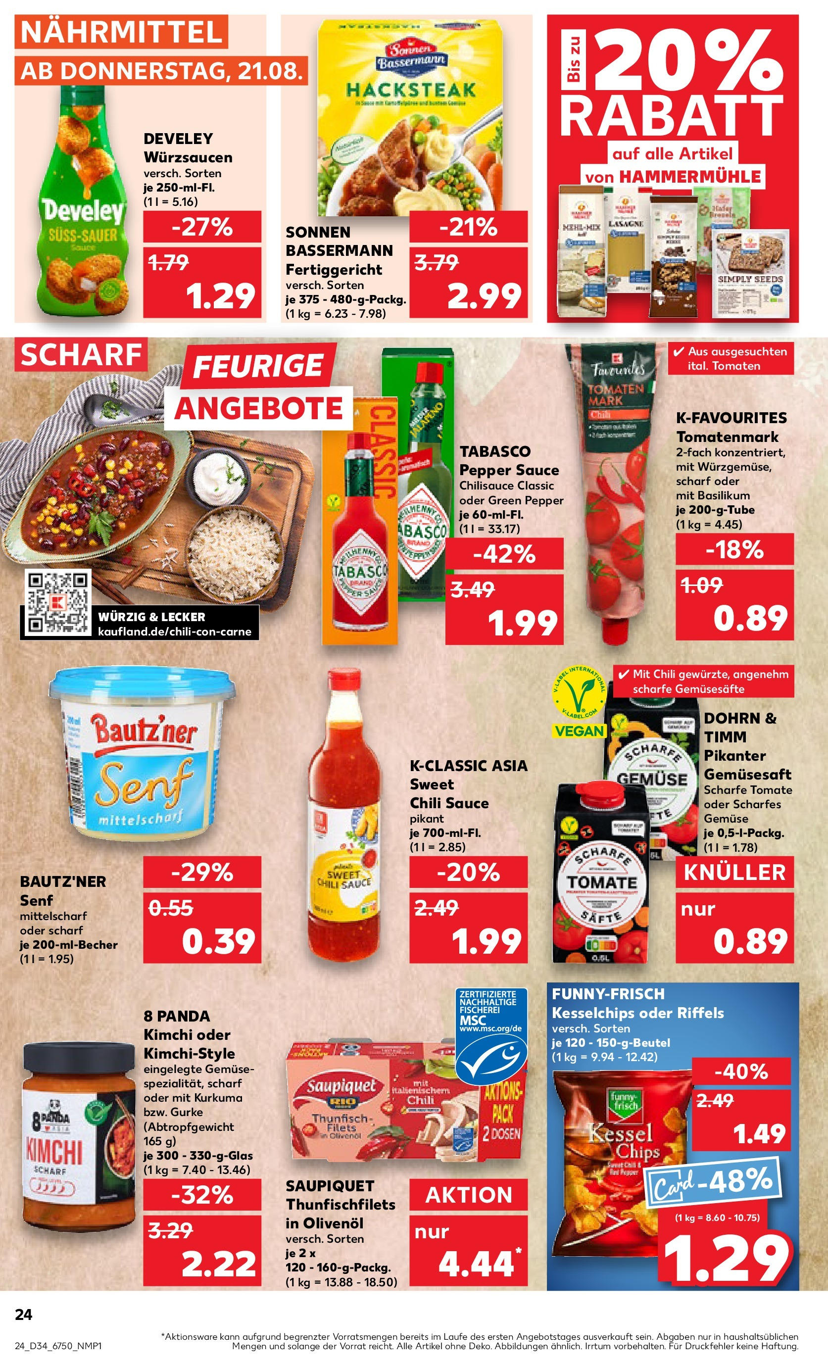 Prospekt Kaufland ab 21.08.2025 » Angebote Online zum Blättern | Seite: 24 | Produkte: Sessel, Thunfisch, Tomaten, Chips