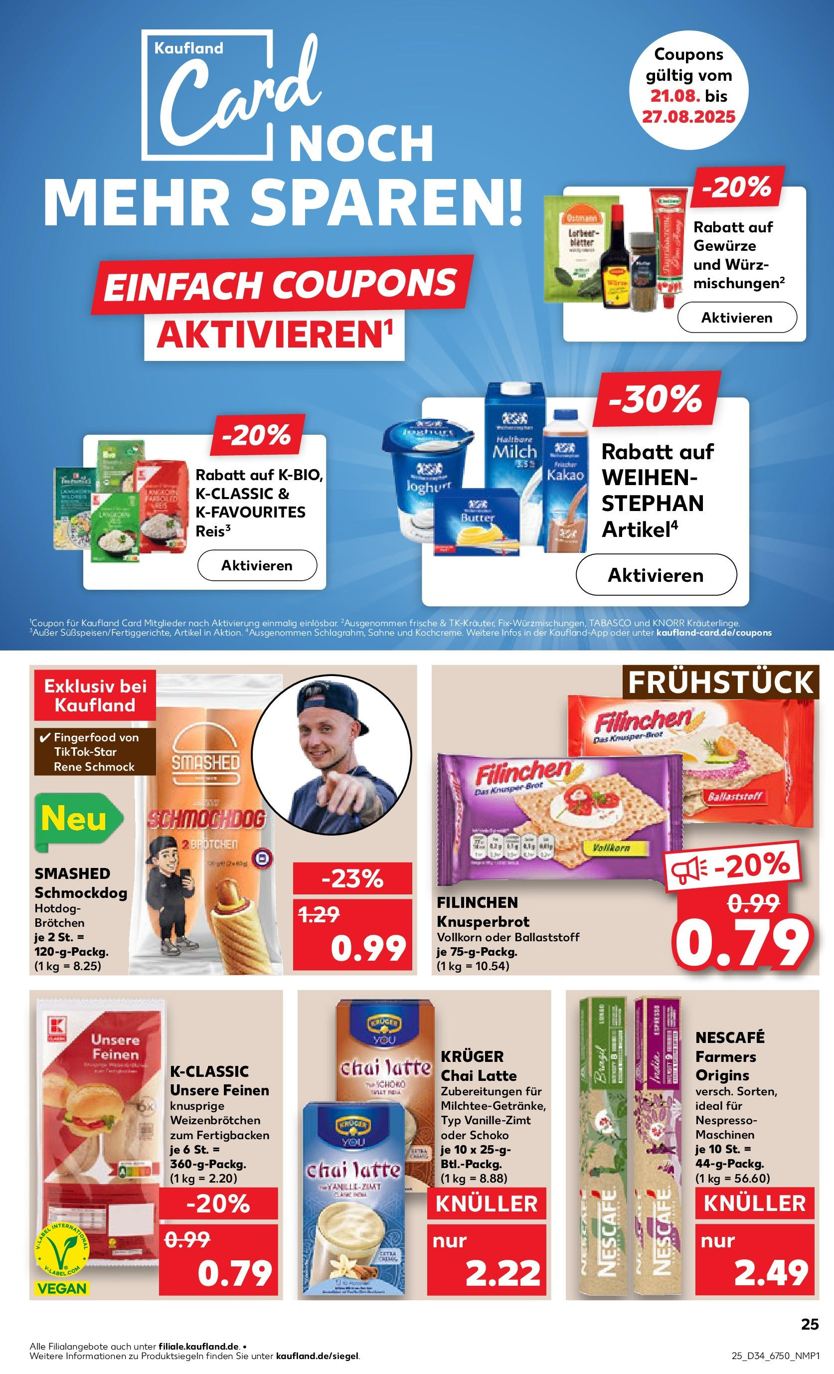 Prospekt Kaufland ab 21.08.2025 » Angebote Online zum Blättern | Seite: 25 | Produkte: Nescafe, Butter, Knorr, Brot