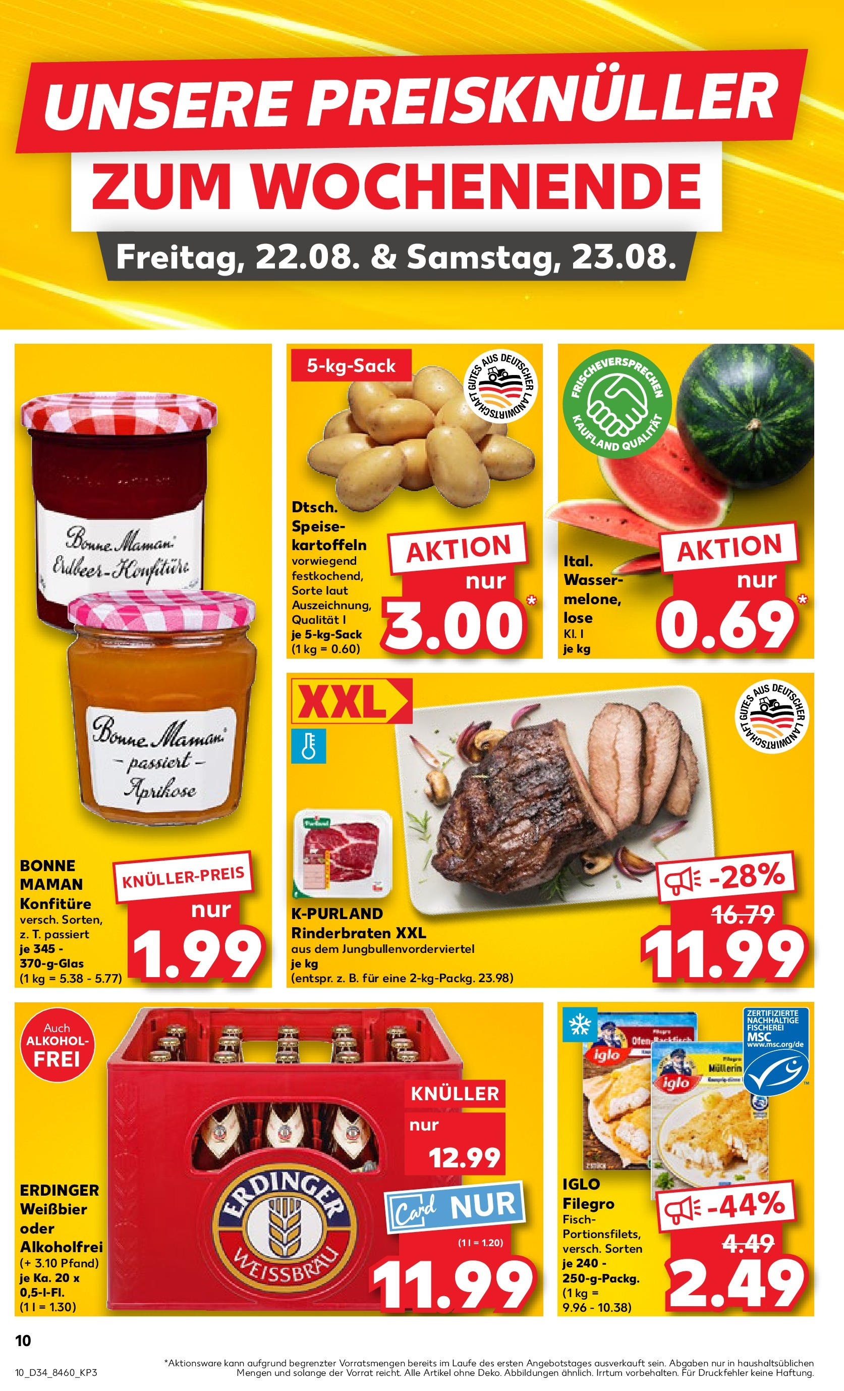 Prospekt Kaufland ab 21.08.2025 » Angebote Online zum Blättern | Seite: 10 | Produkte: Rinderbraten, Weißbier, Kartoffeln, Wasser