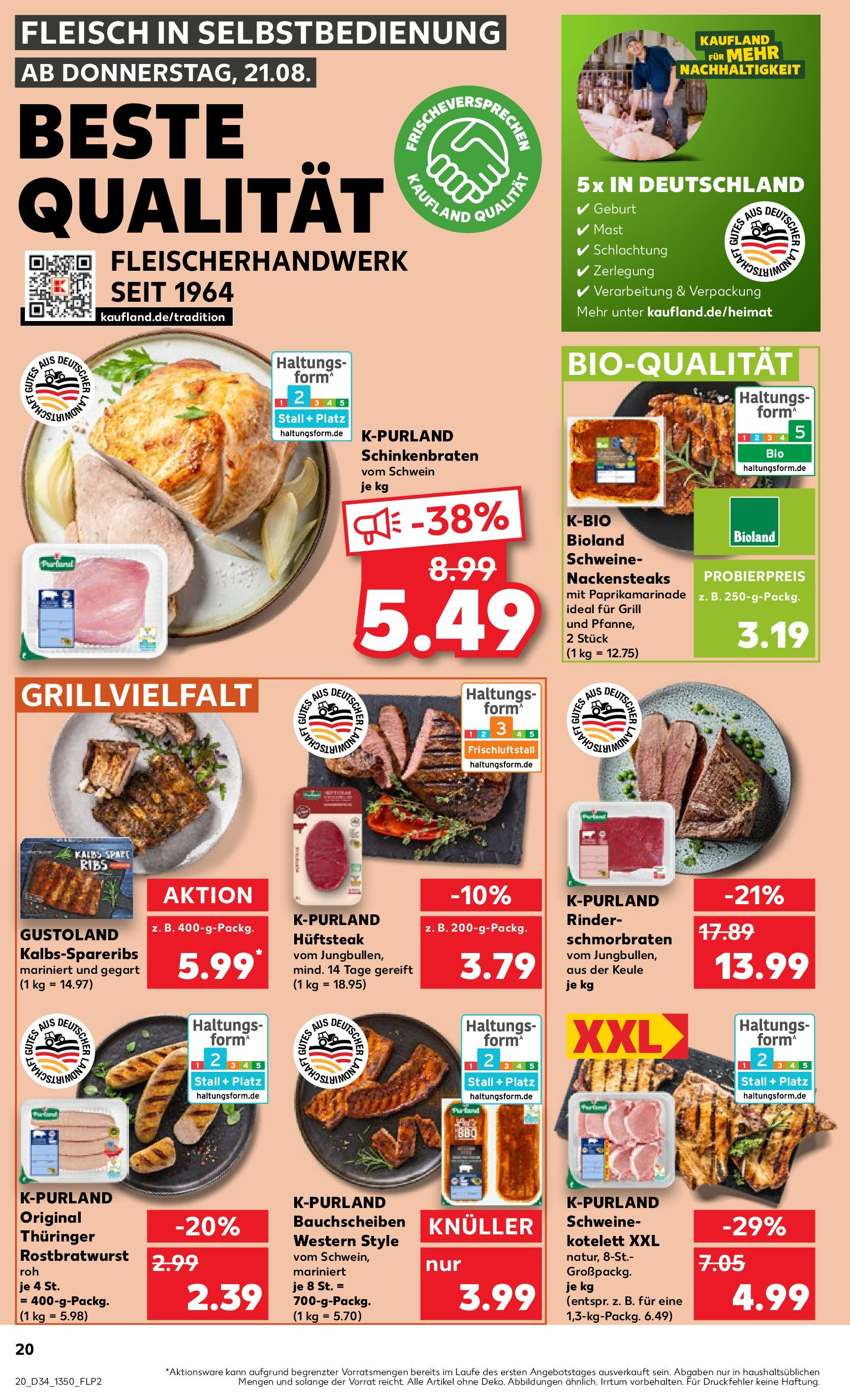 Prospekt Kaufland ab 21.08.2025 » Angebote Online zum Blättern | Seite: 20 | Produkte: Grill, Spare ribs, Steak, Fleisch