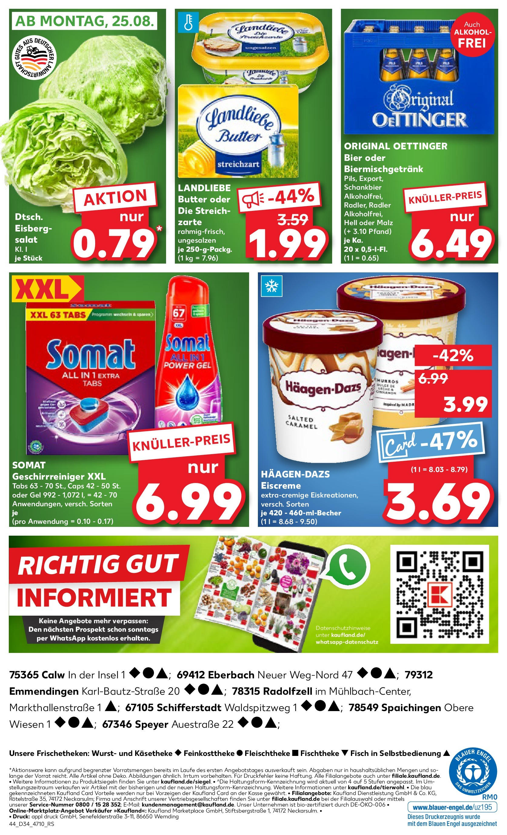Prospekt Kaufland ab 21.08.2025 » Angebote Online zum Blättern | Seite: 44 | Produkte: Butter, Oettinger, Fisch, Radler