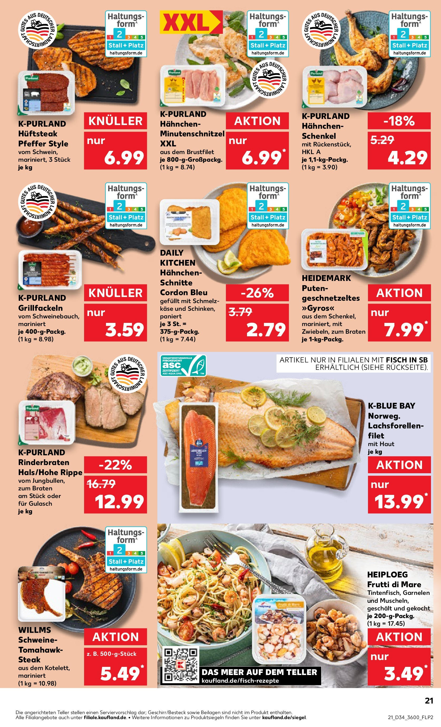 Prospekt Kaufland ab 21.08.2025 » Angebote Online zum Blättern | Seite: 21 | Produkte: Rinderbraten, Käse, Gyros, Steak
