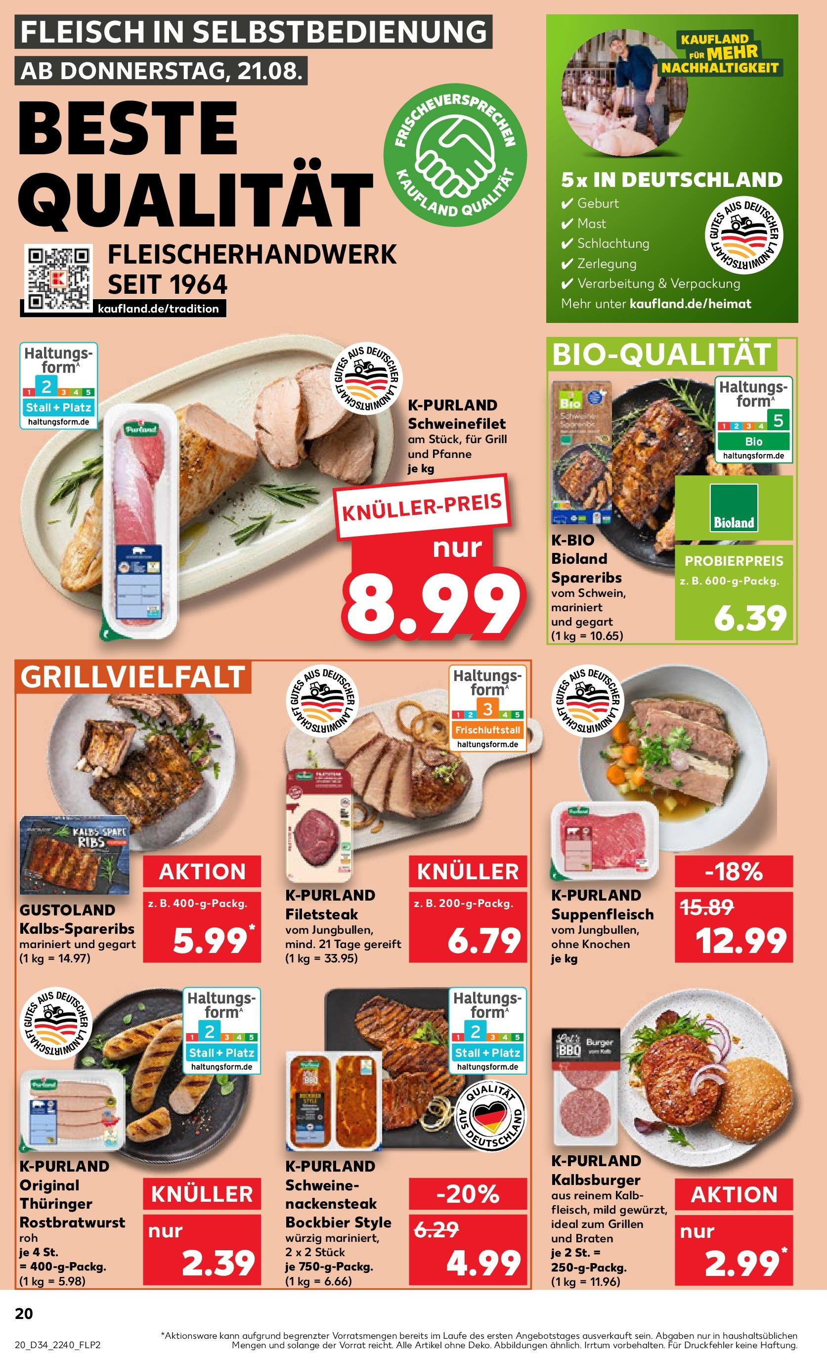 Prospekt Kaufland ab 21.08.2025 » Angebote Online zum Blättern | Seite: 20 | Produkte: Grill, Schweinefilet, Steak, Fleisch