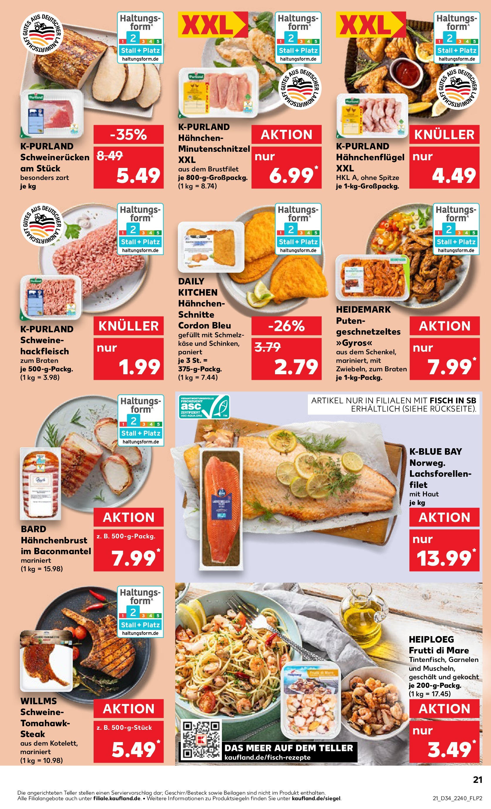 Prospekt Kaufland ab 21.08.2025 » Angebote Online zum Blättern | Seite: 21 | Produkte: Hahnchen, Garnelen, Fisch, Gyros