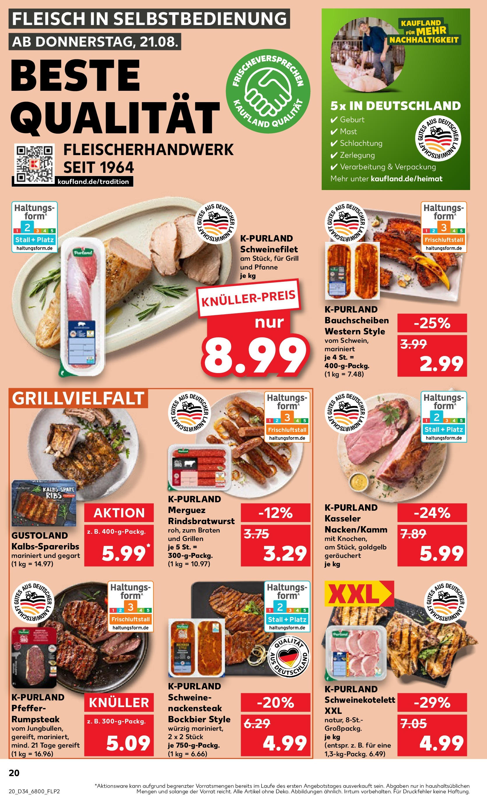 Prospekt Kaufland ab 21.08.2025 » Angebote Online zum Blättern | Seite: 20 | Produkte: Rumpsteak, Grill, Schweinefilet, Fleisch
