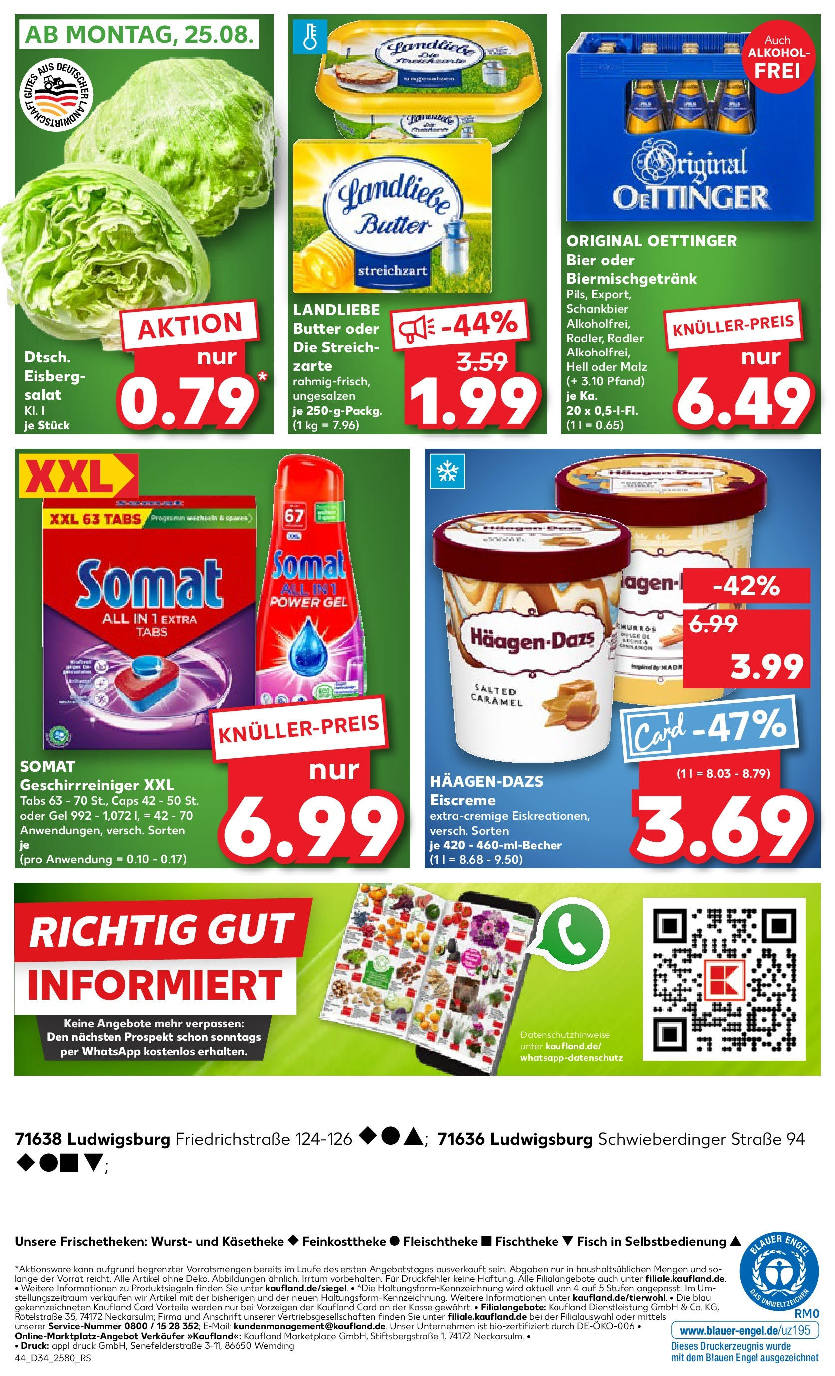 Prospekt Kaufland ab 21.08.2025 » Angebote Online zum Blättern | Seite: 44 | Produkte: Butter, Landliebe butter, Oettinger, Radler