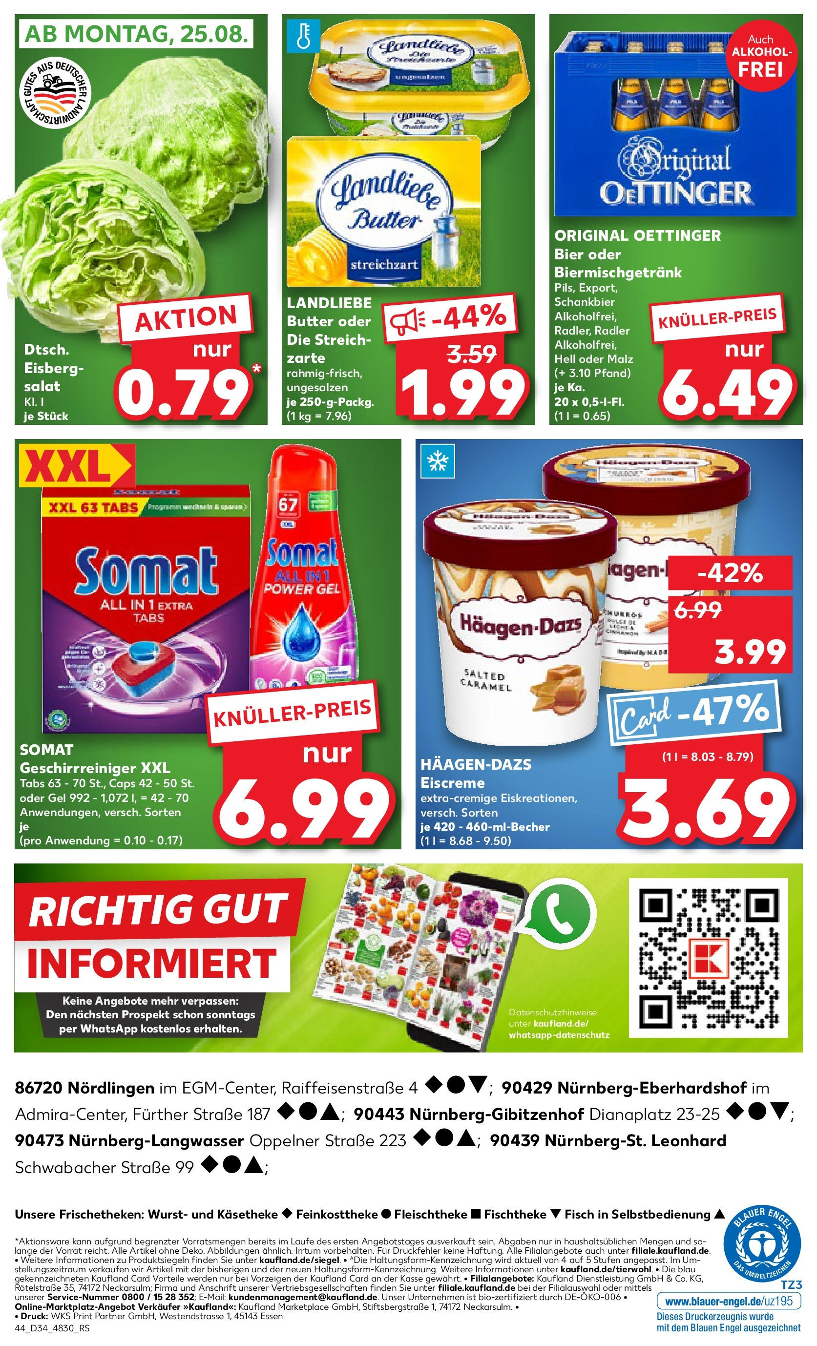 Prospekt Kaufland ab 21.08.2025 » Angebote Online zum Blättern | Seite: 44 | Produkte: Butter, Bier, Landliebe butter, Salat