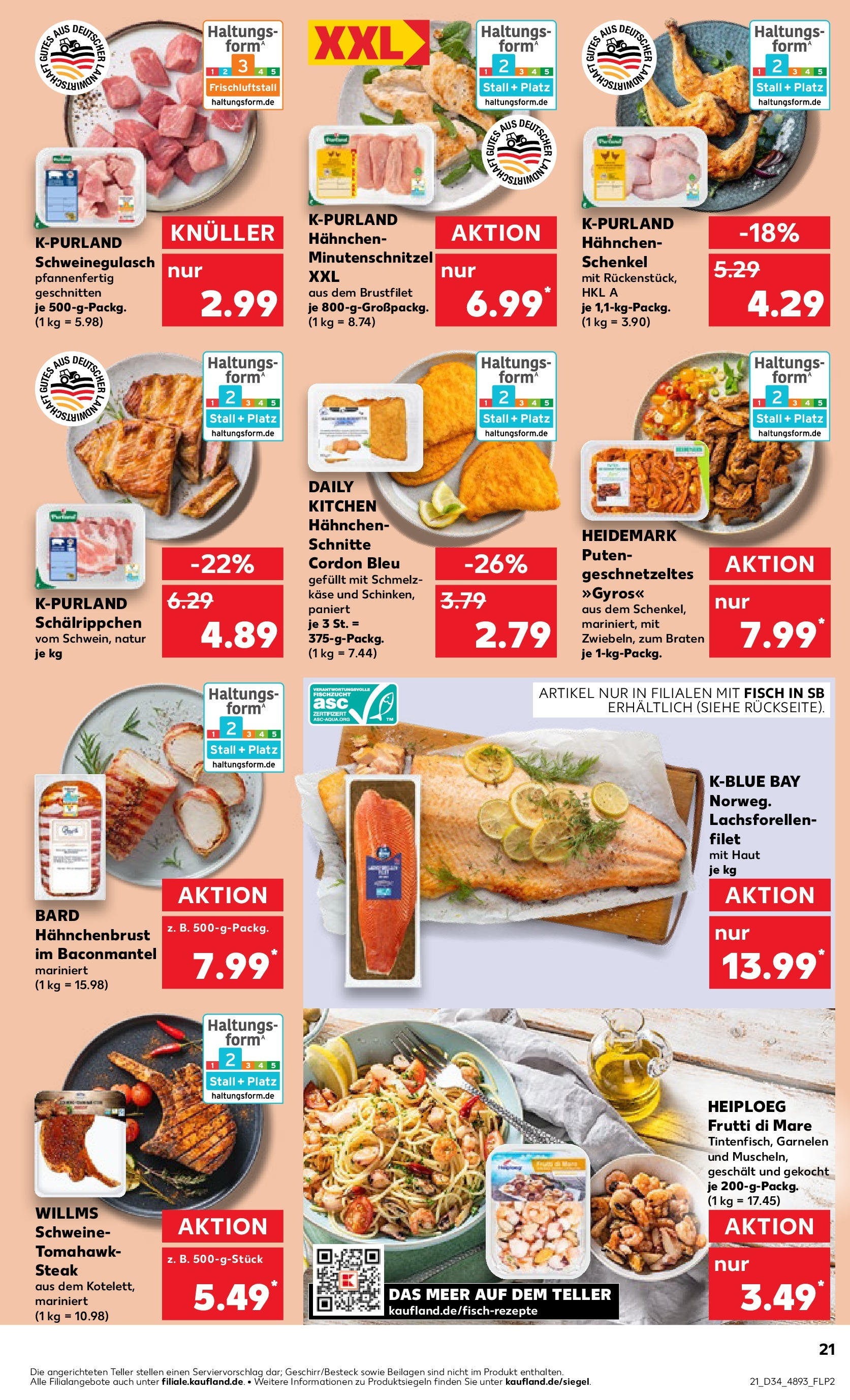 Prospekt Kaufland ab 21.08.2025 » Angebote Online zum Blättern | Seite: 21 | Produkte: Schweinegulasch, Hahnchen, Käse, Gyros