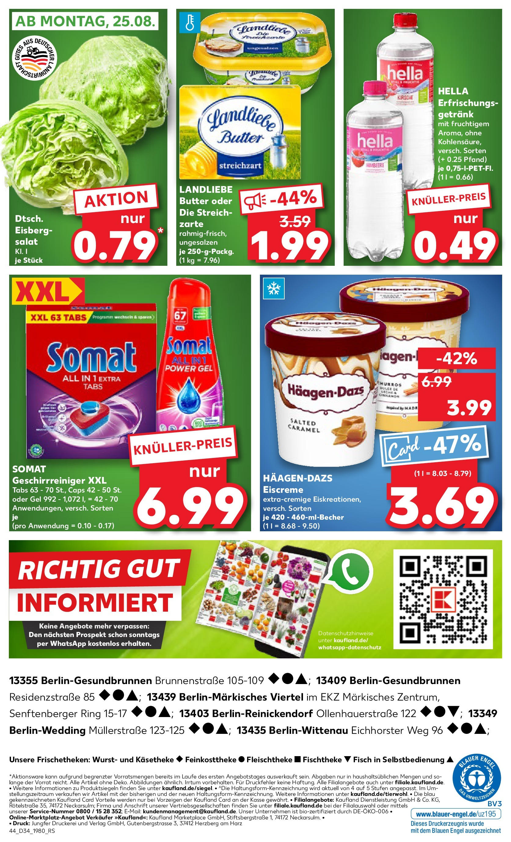 Prospekt Kaufland ab 21.08.2025 » Angebote Online zum Blättern | Seite: 44 | Produkte: Butter, Landliebe butter, Hella, Wurst