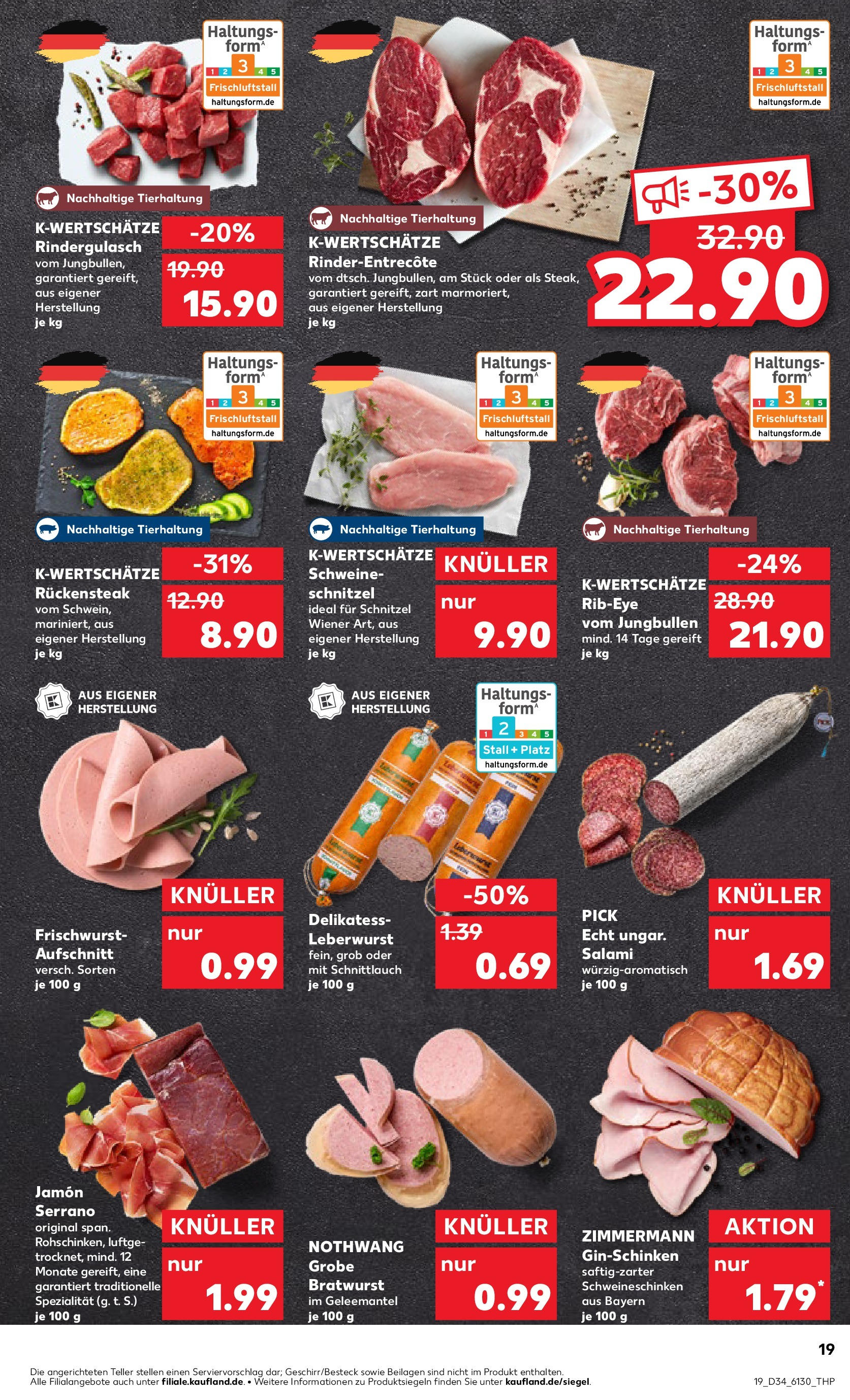 Prospekt Kaufland ab 21.08.2025 » Angebote Online zum Blättern | Seite: 19 | Produkte: Rindergulasch, Bratwurst, Schnitzel, Steak