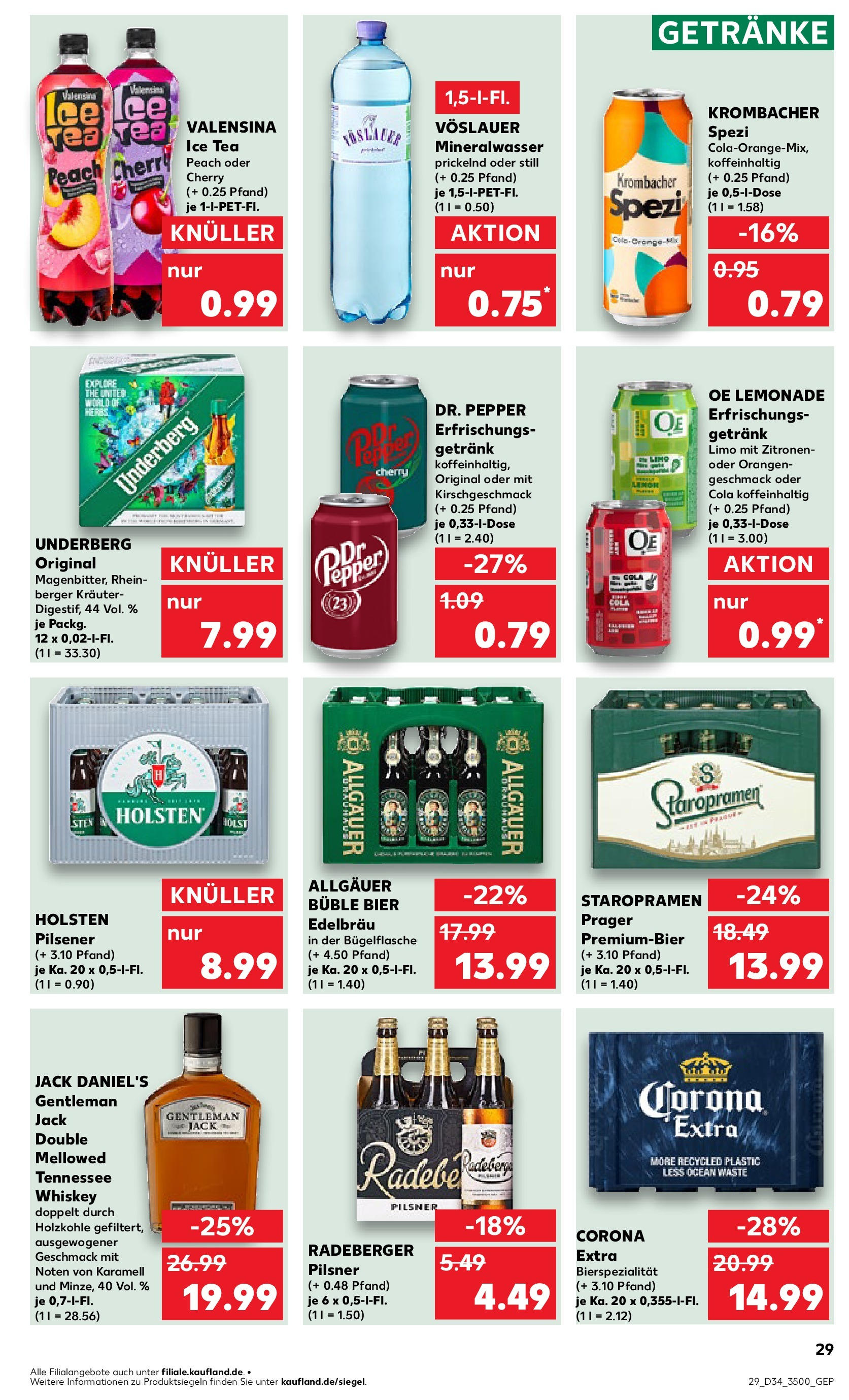 Prospekt Kaufland ab 21.08.2025 » Angebote Online zum Blättern | Seite: 29 | Produkte: Orangen, Holsten, Valensina, Krombacher