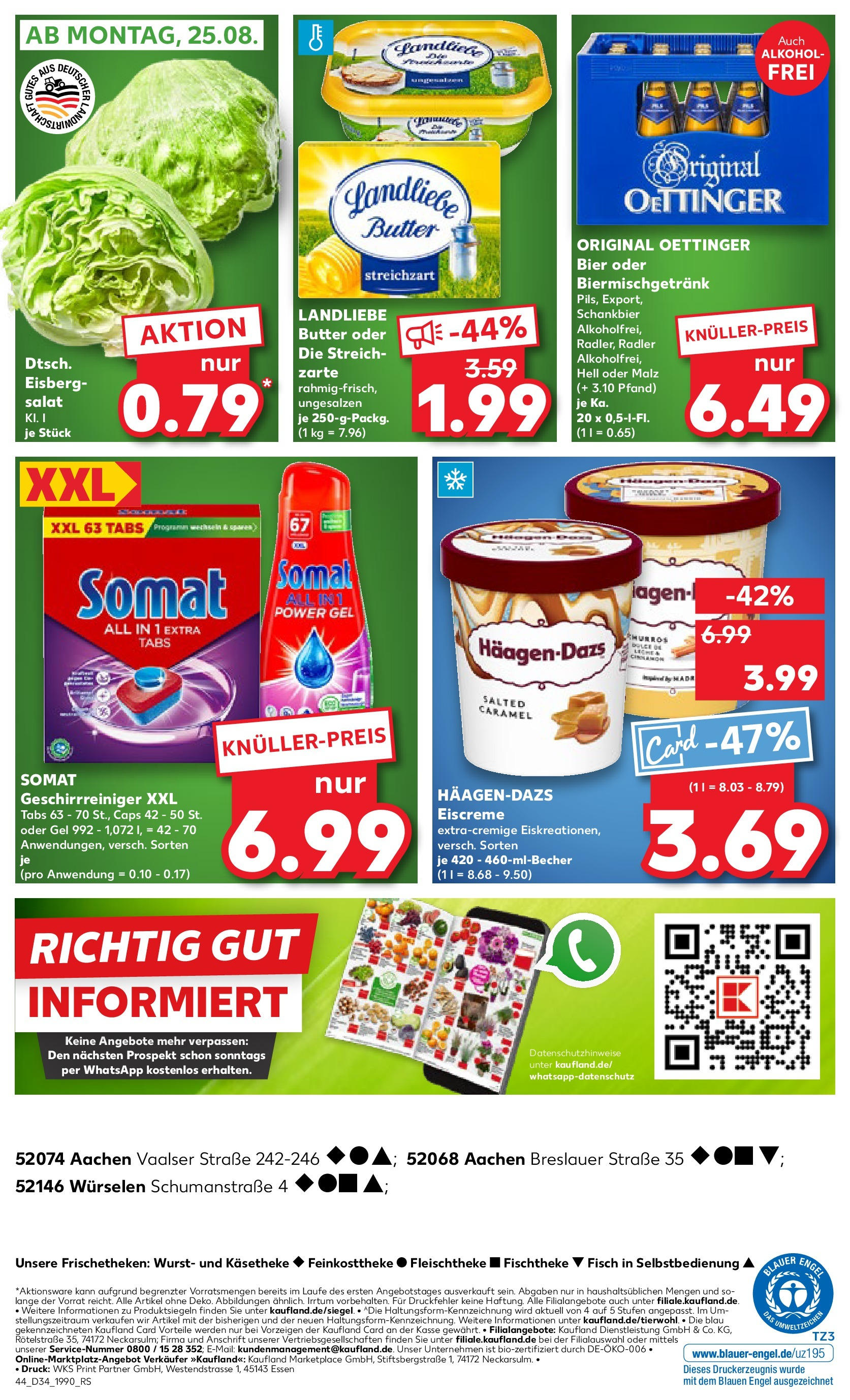 Prospekt Kaufland ab 21.08.2025 » Angebote Online zum Blättern | Seite: 44 | Produkte: Bier, Landliebe butter, Fisch, Salat