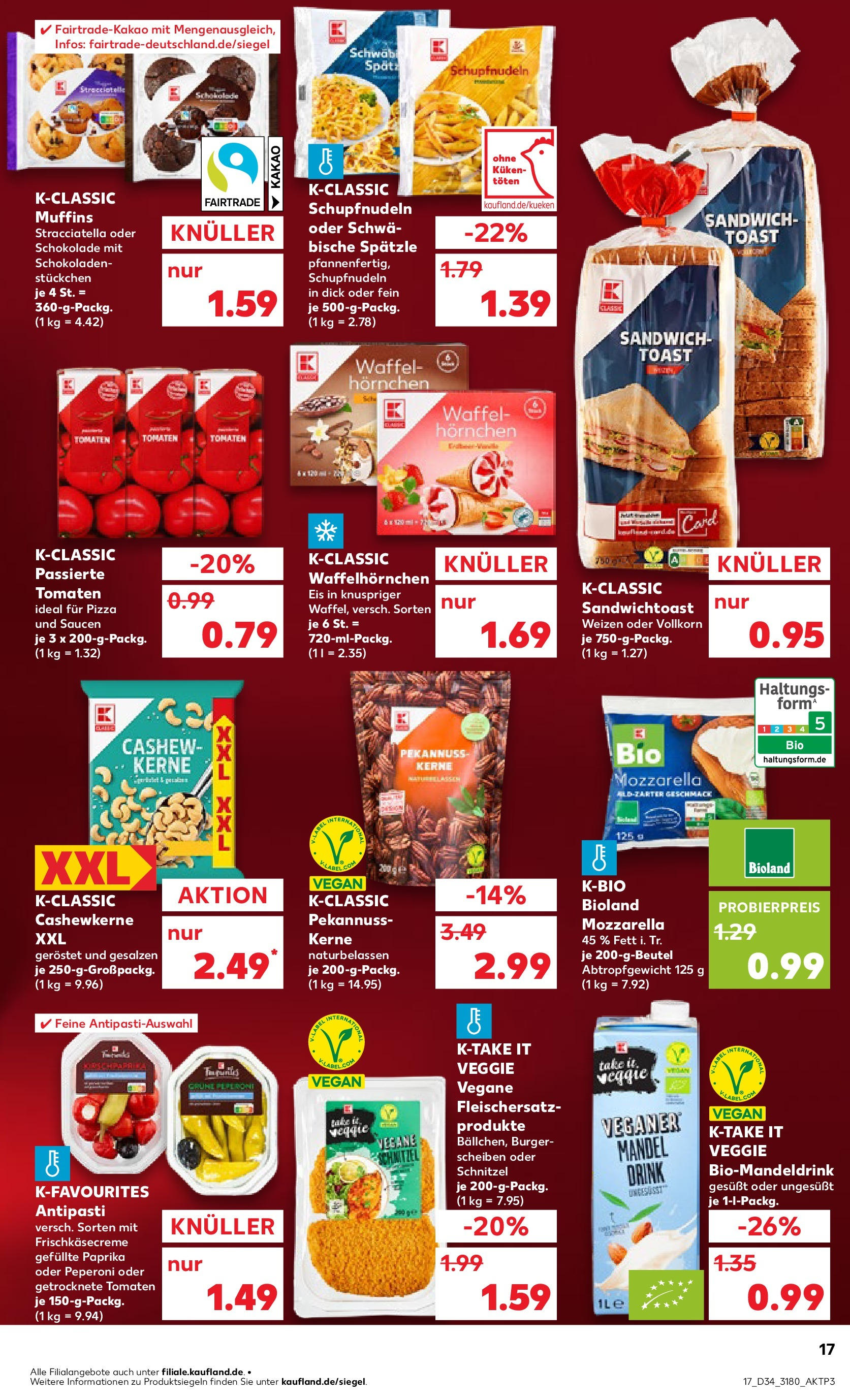 Prospekt Kaufland ab 21.08.2025 » Angebote Online zum Blättern | Seite: 17 | Produkte: Schokolade, Mozzarella, Paprika, Pizza