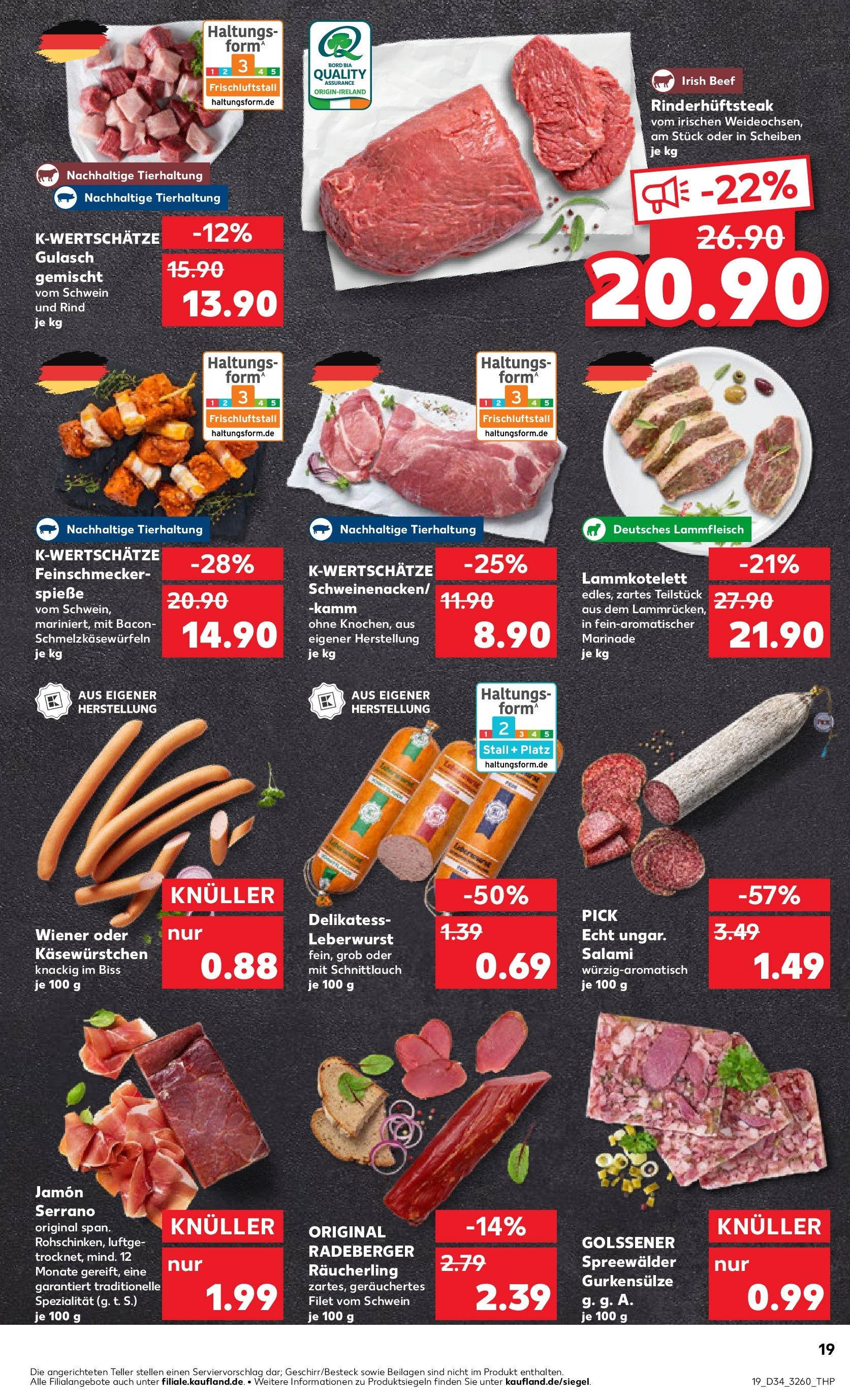 Prospekt Kaufland ab 21.08.2025 » Angebote Online zum Blättern | Seite: 19 | Produkte: Spieße, Gulasch, Salami, Steak