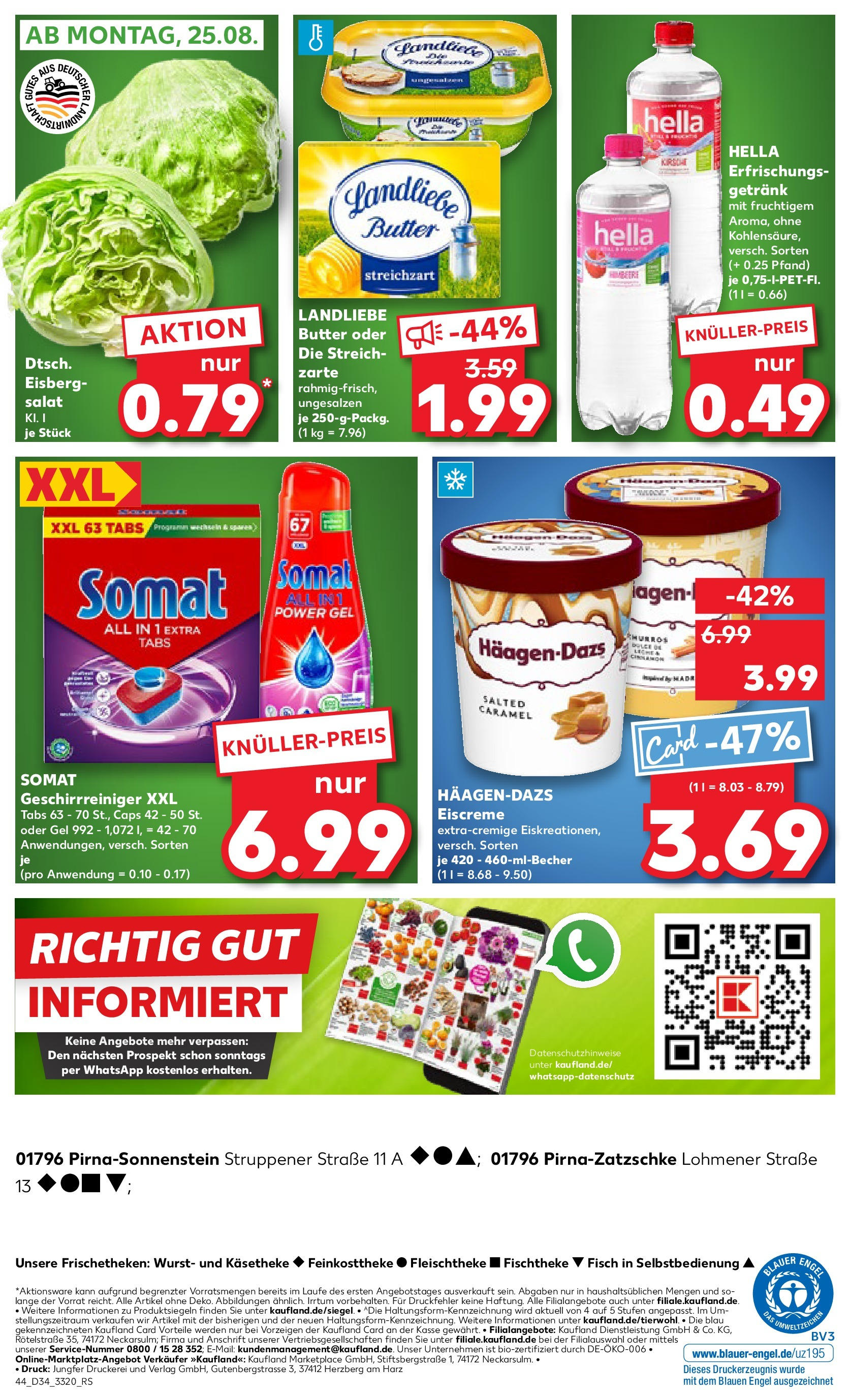 Prospekt Kaufland ab 21.08.2025 » Angebote und Werbung Online | Seite: 44 | Produkte: Butter, Eiscreme, Hella, Salat Prospekt Kaufland ab 21.08.2025 » Angebote Online zum Blättern | Seite: 44 | Produkte: Butter, Eiscreme, Hella, Salat