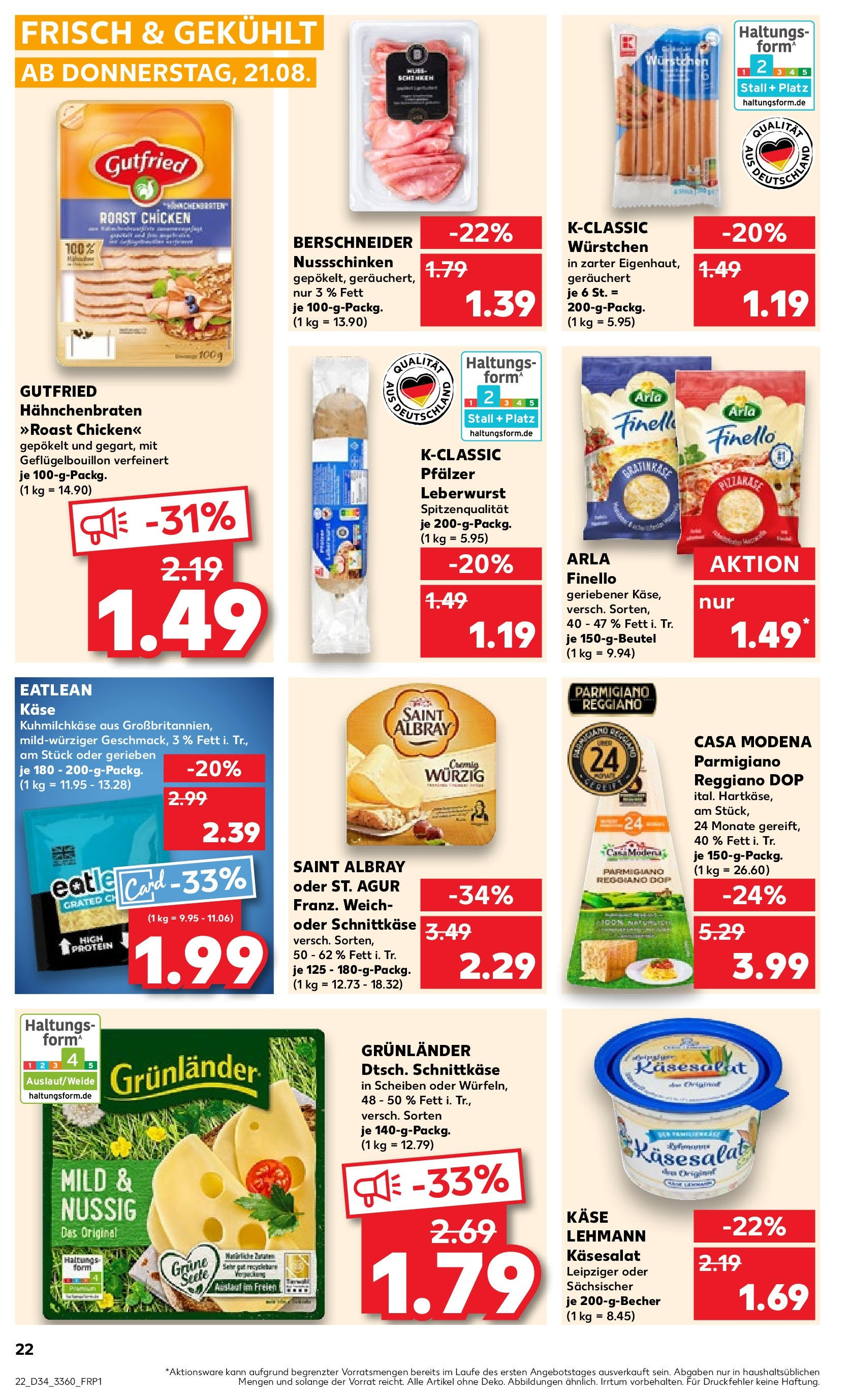 Prospekt Kaufland ab 21.08.2025 » Angebote Online zum Blättern | Seite: 26 | Produkte: Käse, Grunlander
