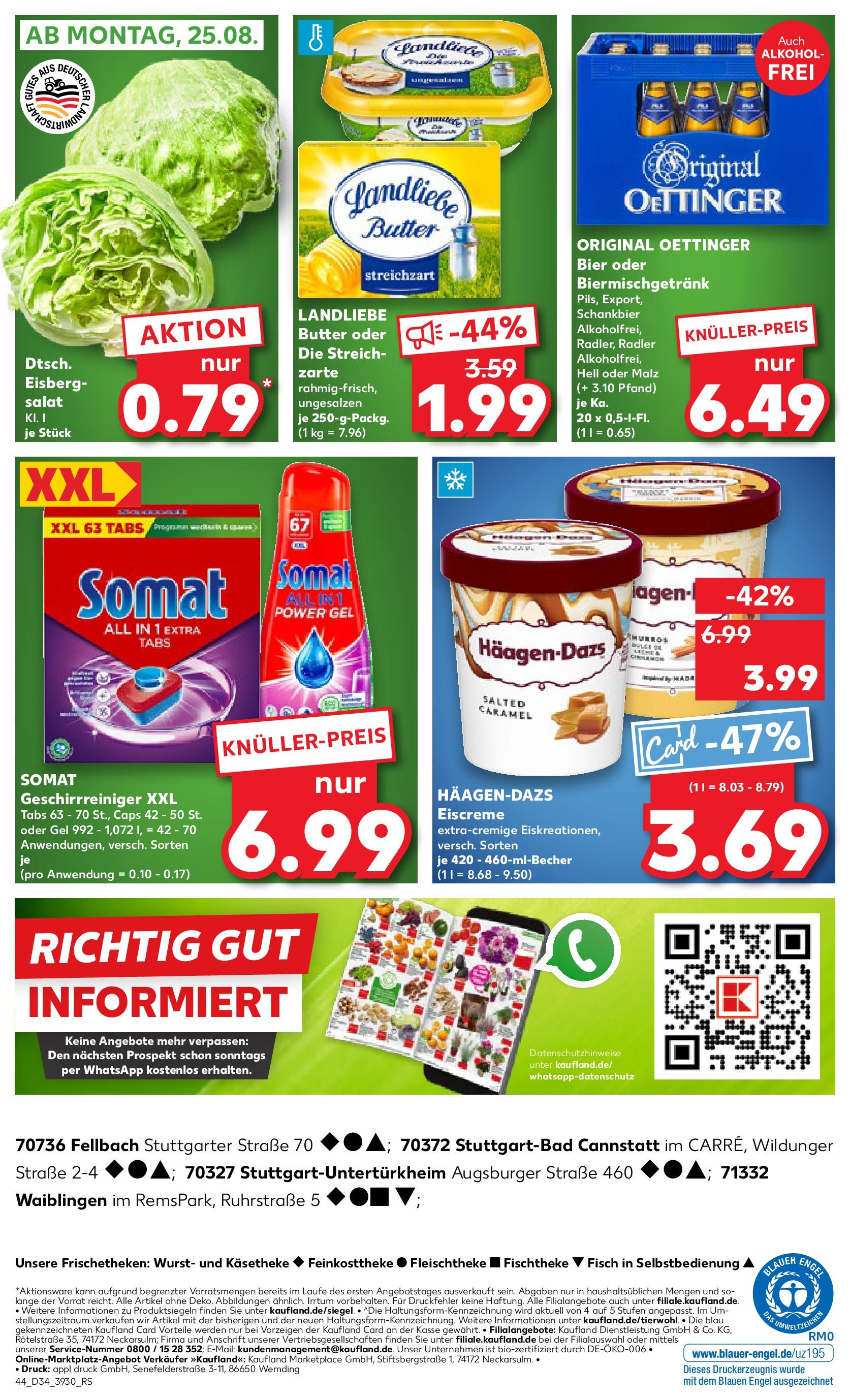 Prospekt Kaufland ab 21.08.2025 » Angebote Online zum Blättern | Seite: 44 | Produkte: Bier, Fisch, Wurst, Salat