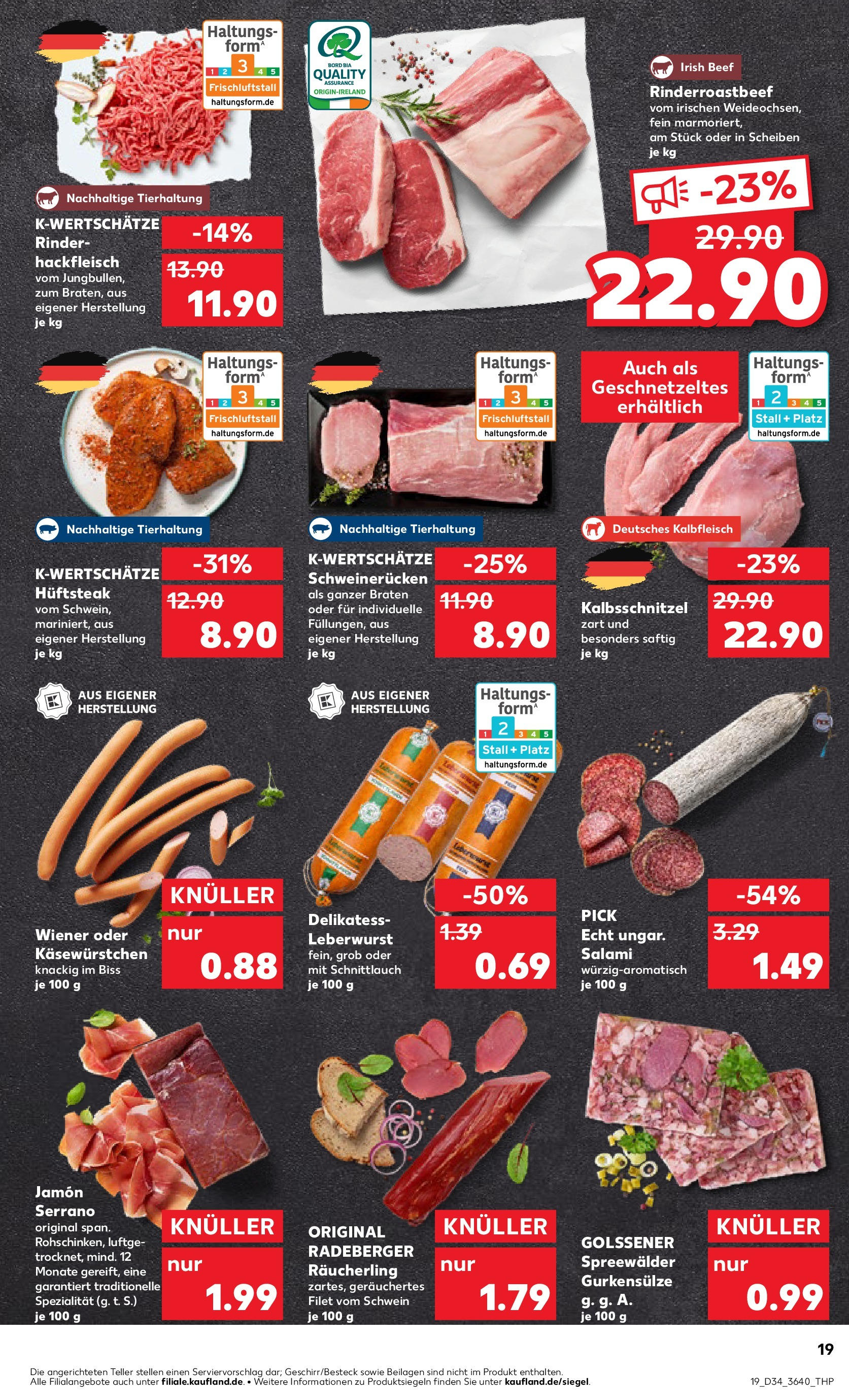 Prospekt Kaufland ab 21.08.2025 » Angebote und Werbung Online | Seite: 19 | Produkte: Schweinerucken, Salami, Steak, Hackfleisch Prospekt Kaufland ab 21.08.2025 » Angebote Online zum Blättern | Seite: 19 | Produkte: Schweinerucken, Salami, Steak, Hackfleisch