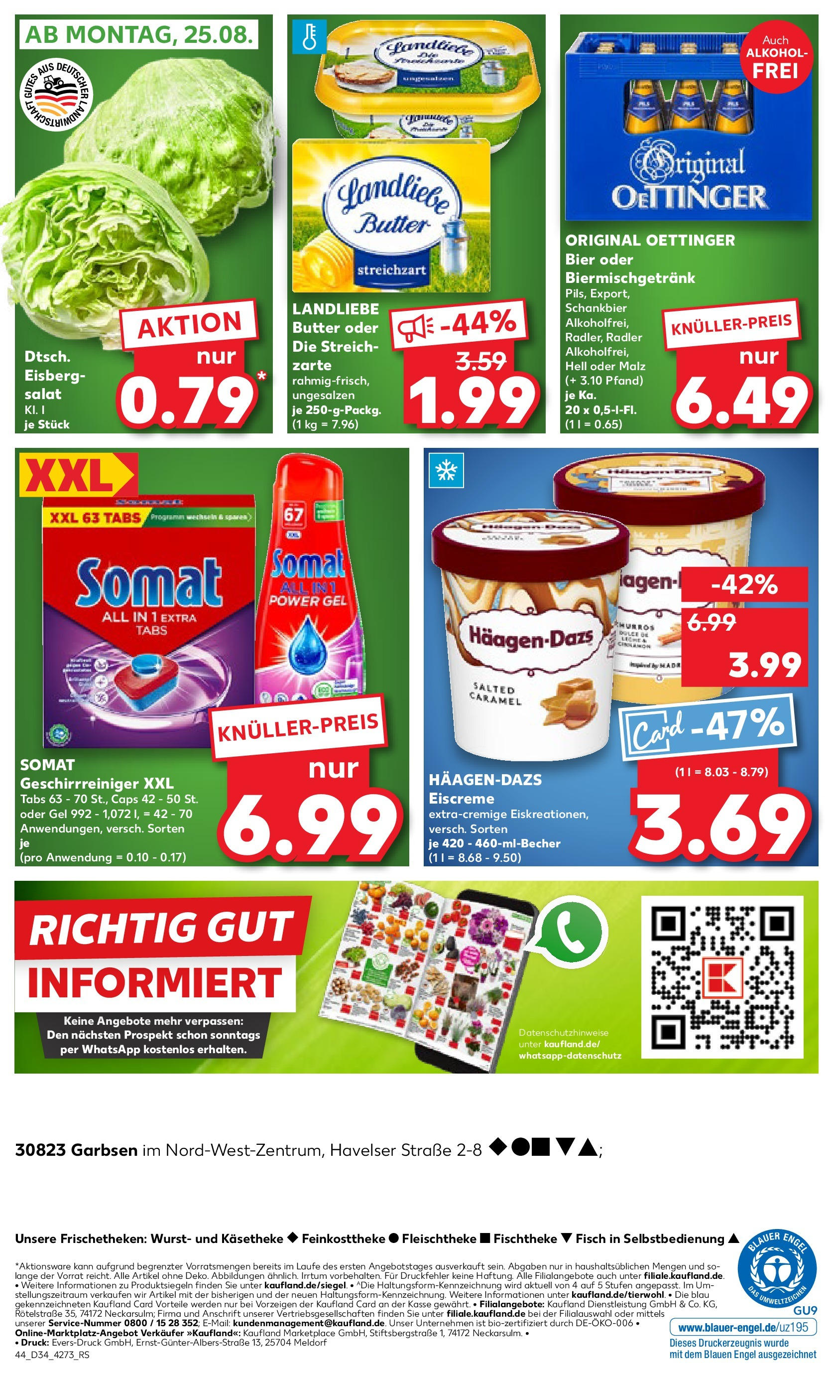 Prospekt Kaufland ab 21.08.2025 » Angebote Online zum Blättern | Seite: 44 | Produkte: Butter, Bier, Oettinger, Eiscreme