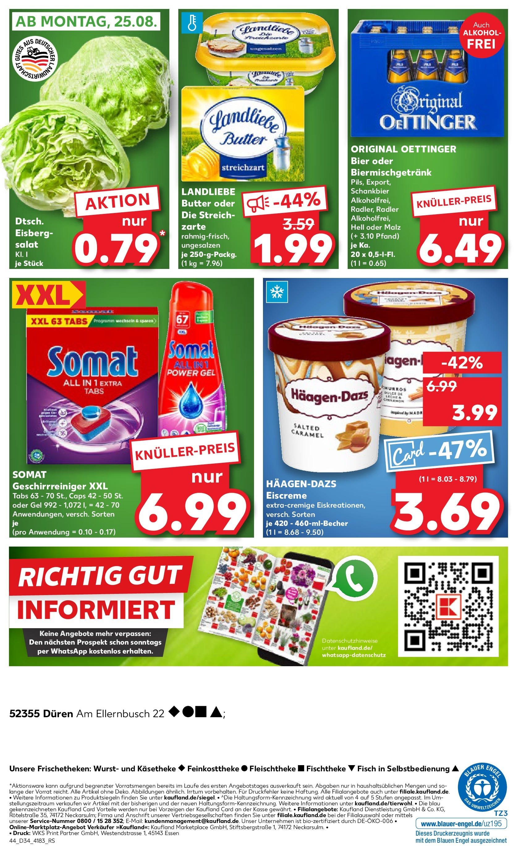 Prospekt Kaufland ab 21.08.2025 » Angebote Online zum Blättern | Seite: 44 | Produkte: Butter, Oettinger, Wurst, Salat