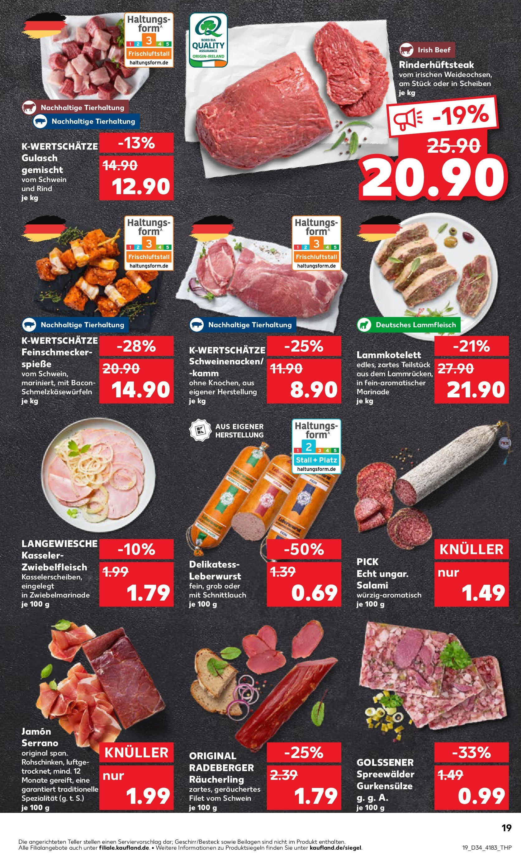 Prospekt Kaufland ab 21.08.2025 » Angebote Online zum Blättern | Seite: 19 | Produkte: Spieße, Gulasch, Salami, Steak
