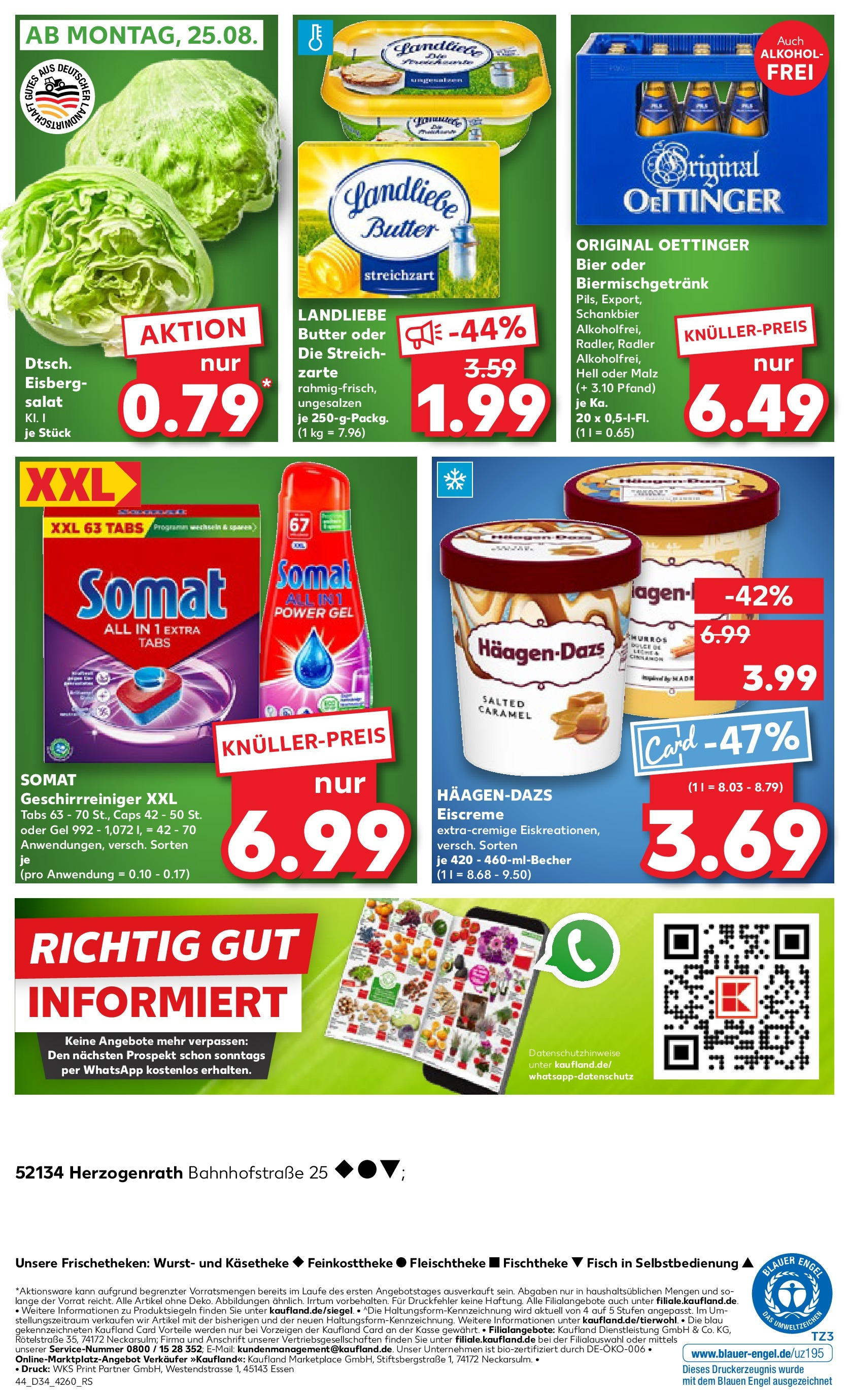 Prospekt Kaufland ab 21.08.2025 » Angebote Online zum Blättern | Seite: 44 | Produkte: Butter, Fisch, Radler, Salat