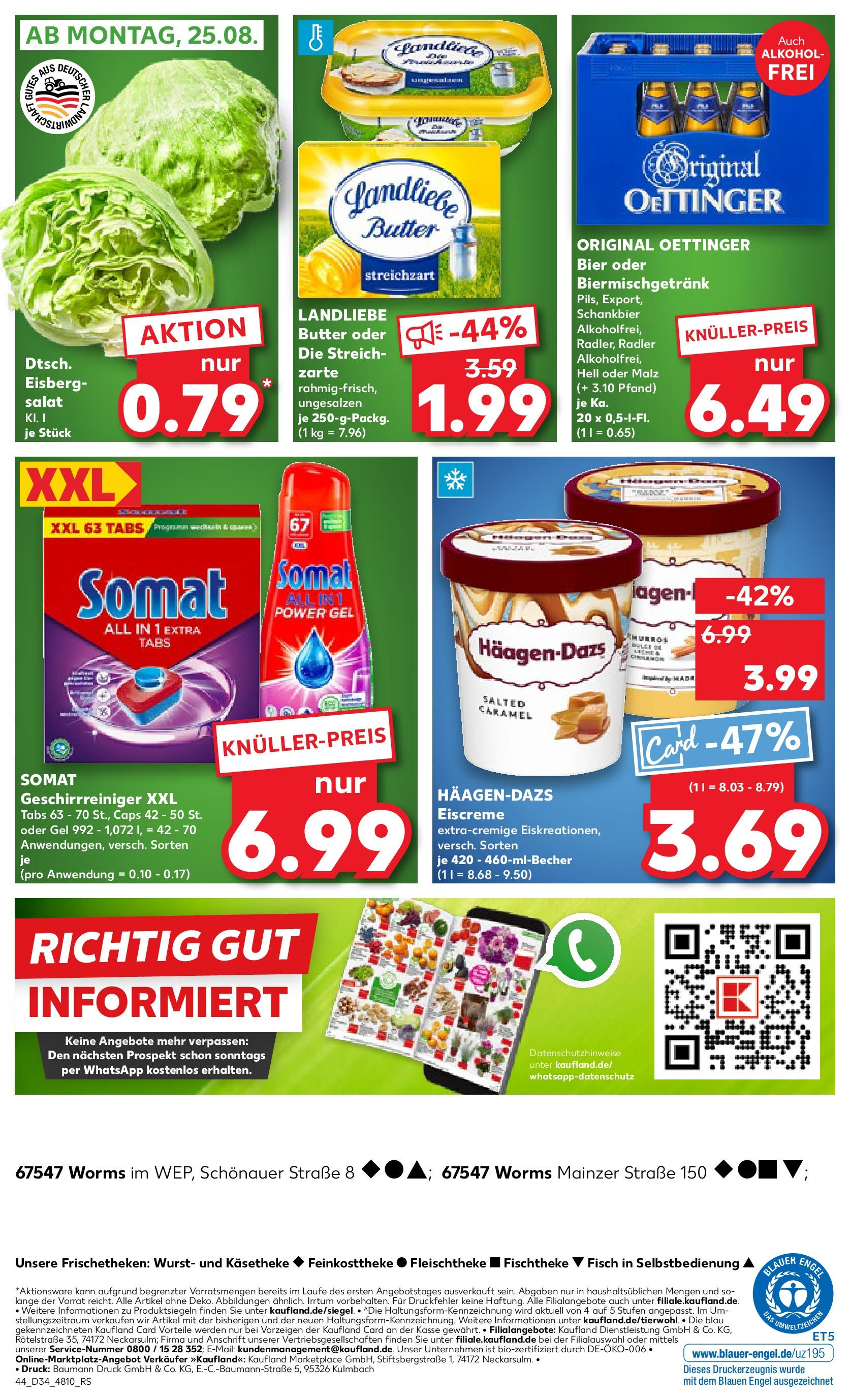 Prospekt Kaufland ab 21.08.2025 » Angebote Online zum Blättern | Seite: 44 | Produkte: Bier, Eiscreme, Fisch, Salat
