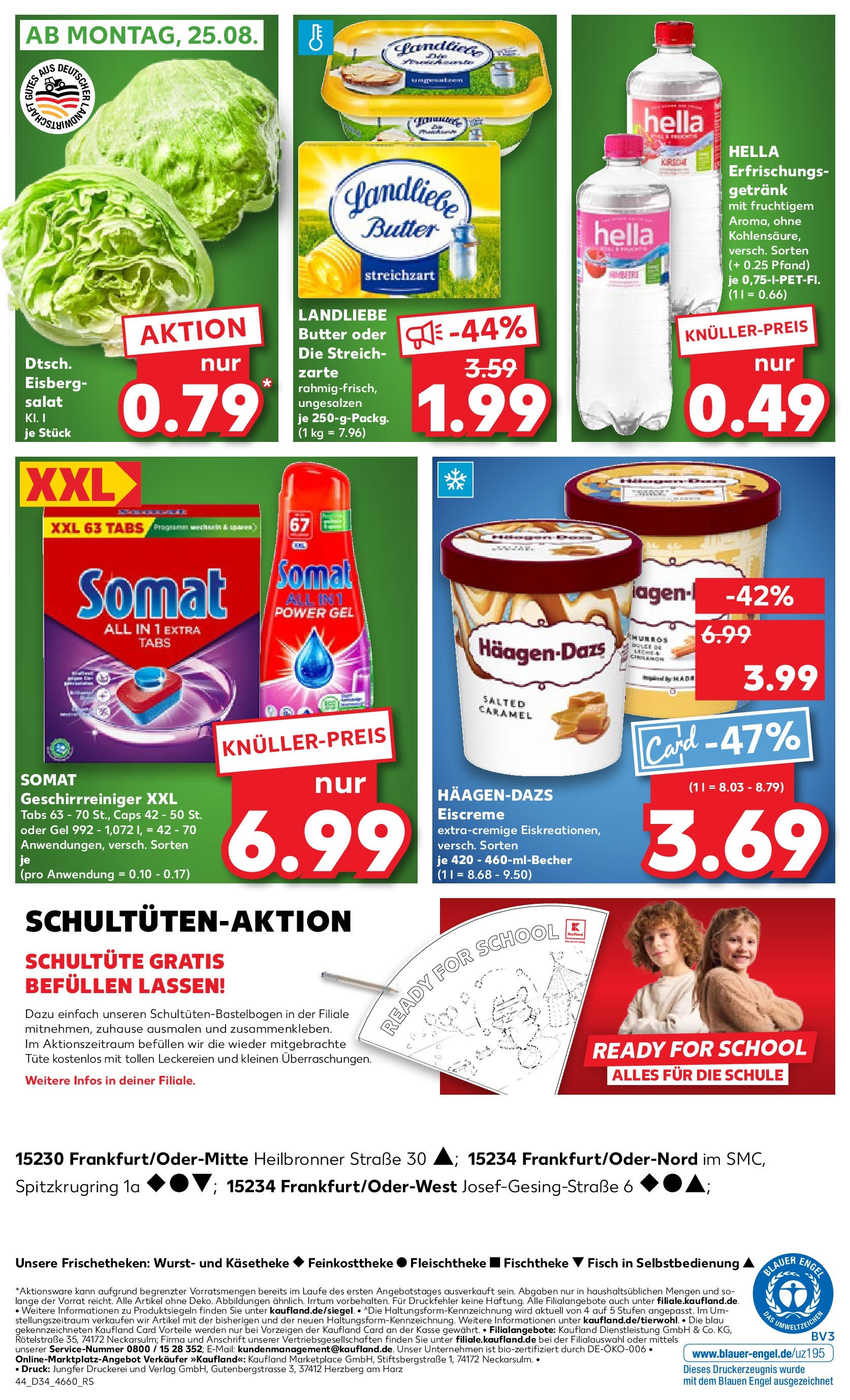Prospekt Kaufland ab 21.08.2025 » Angebote Online zum Blättern | Seite: 44 | Produkte: Landliebe butter, Fisch, Hella, Wurst