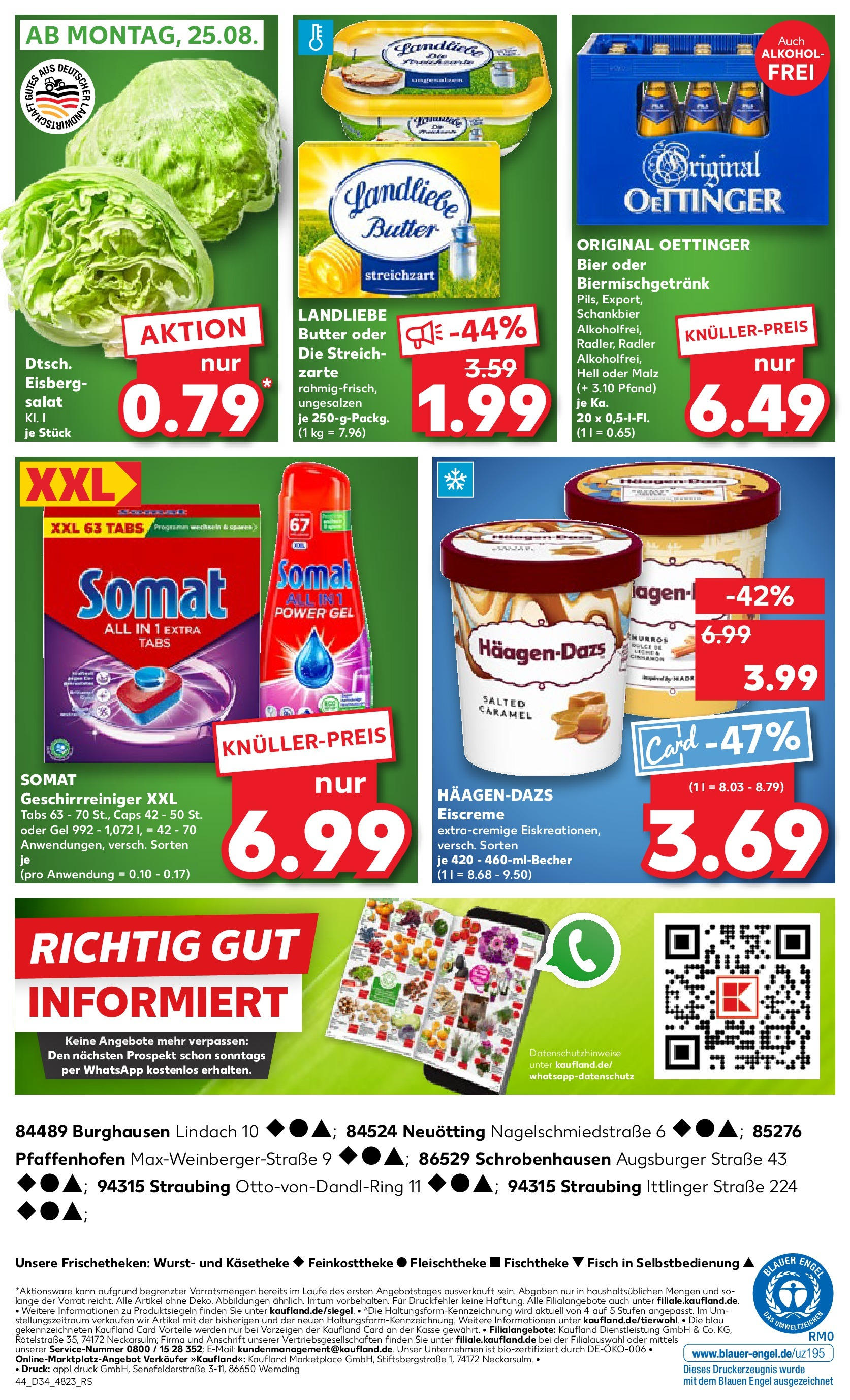 Prospekt Kaufland ab 21.08.2025 » Angebote Online zum Blättern | Seite: 44 | Produkte: Landliebe butter, Oettinger, Fisch, Wurst