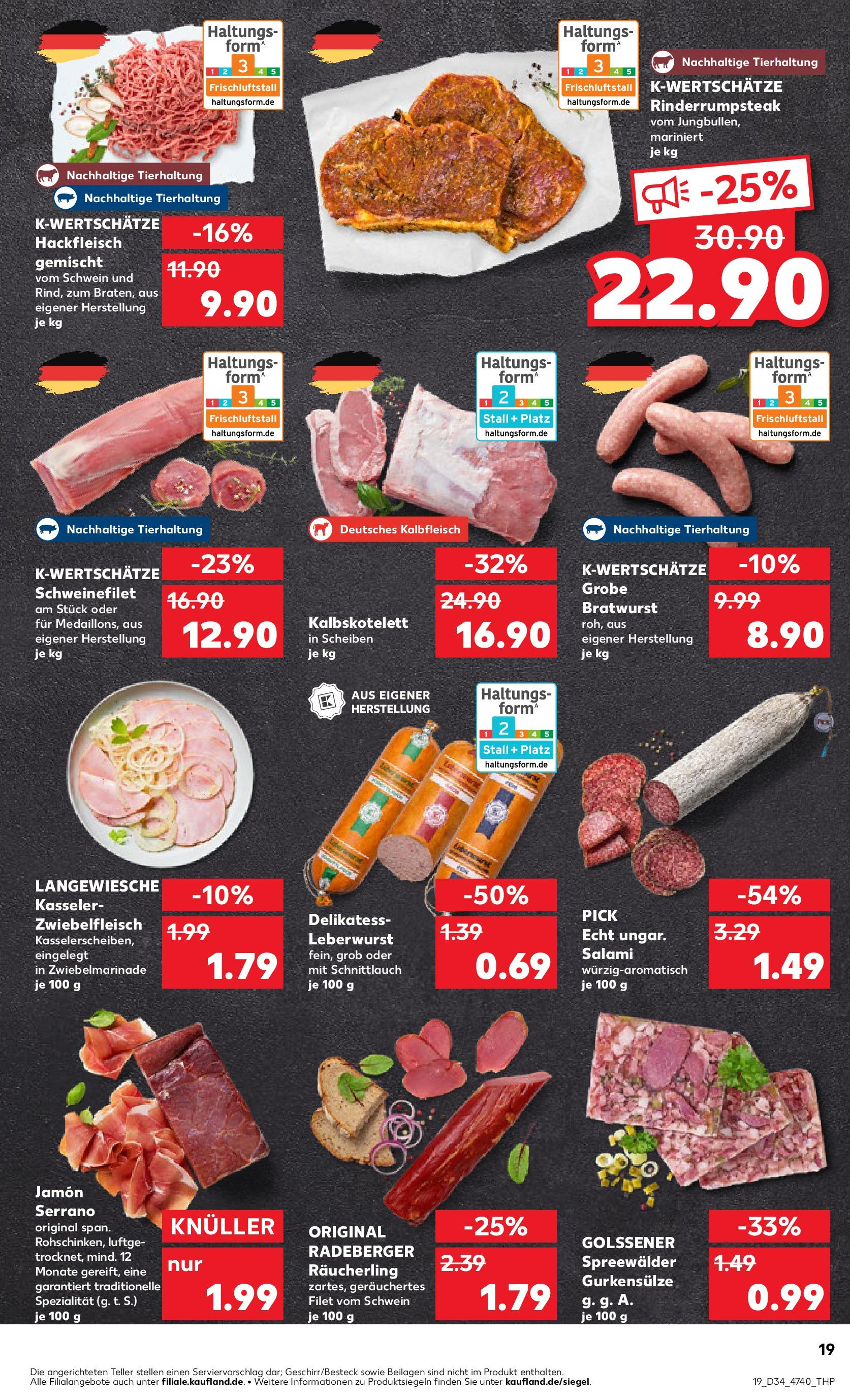 Prospekt Kaufland ab 21.08.2025 » Angebote Online zum Blättern | Seite: 19 | Produkte: Bratwurst, Schweinefilet, Steak, Hackfleisch