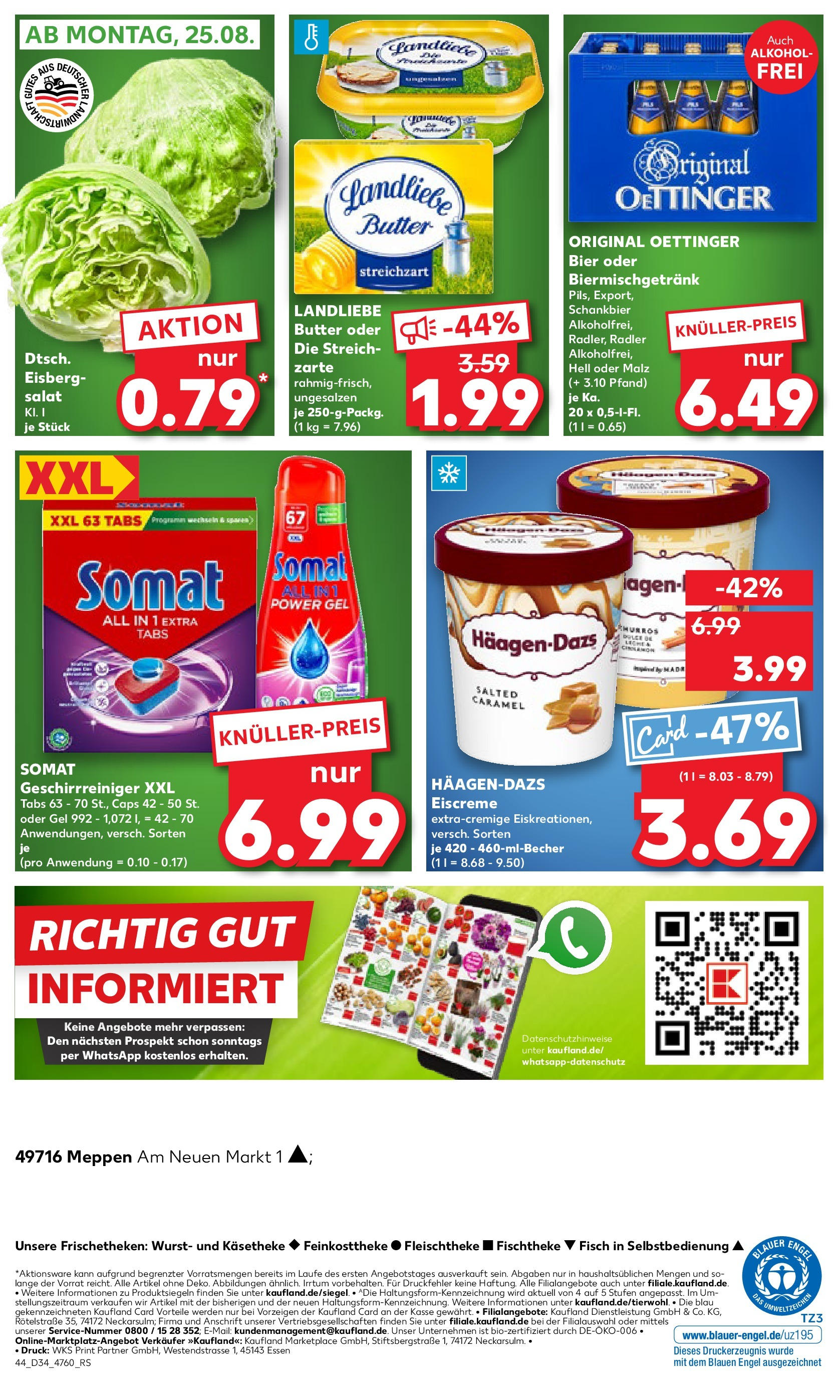 Prospekt Kaufland ab 21.08.2025 » Angebote Online zum Blättern | Seite: 44 | Produkte: Landliebe butter, Fisch, Radler, Wurst