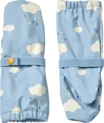 PUSBLU Regenhandschuhe mit Futter & Wolken-Muster, blau, Gr. 2
