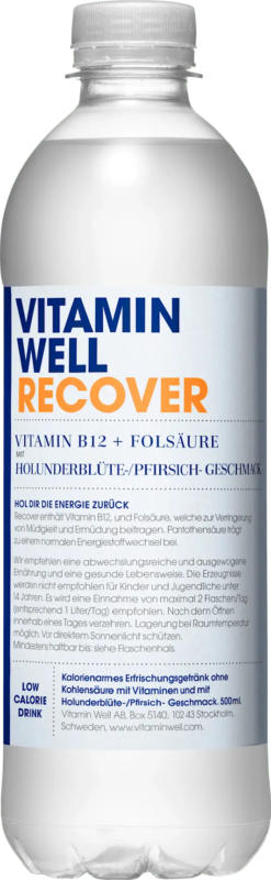 Vitamin Well Erfrischungsgetränk, Recover Holunderblüte-Pfirsisch