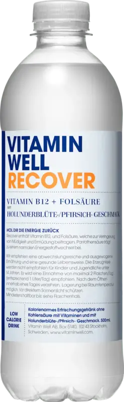 Vitamin Well Erfrischungsgetränk, Recover Holunderblüte-Pfirsisch